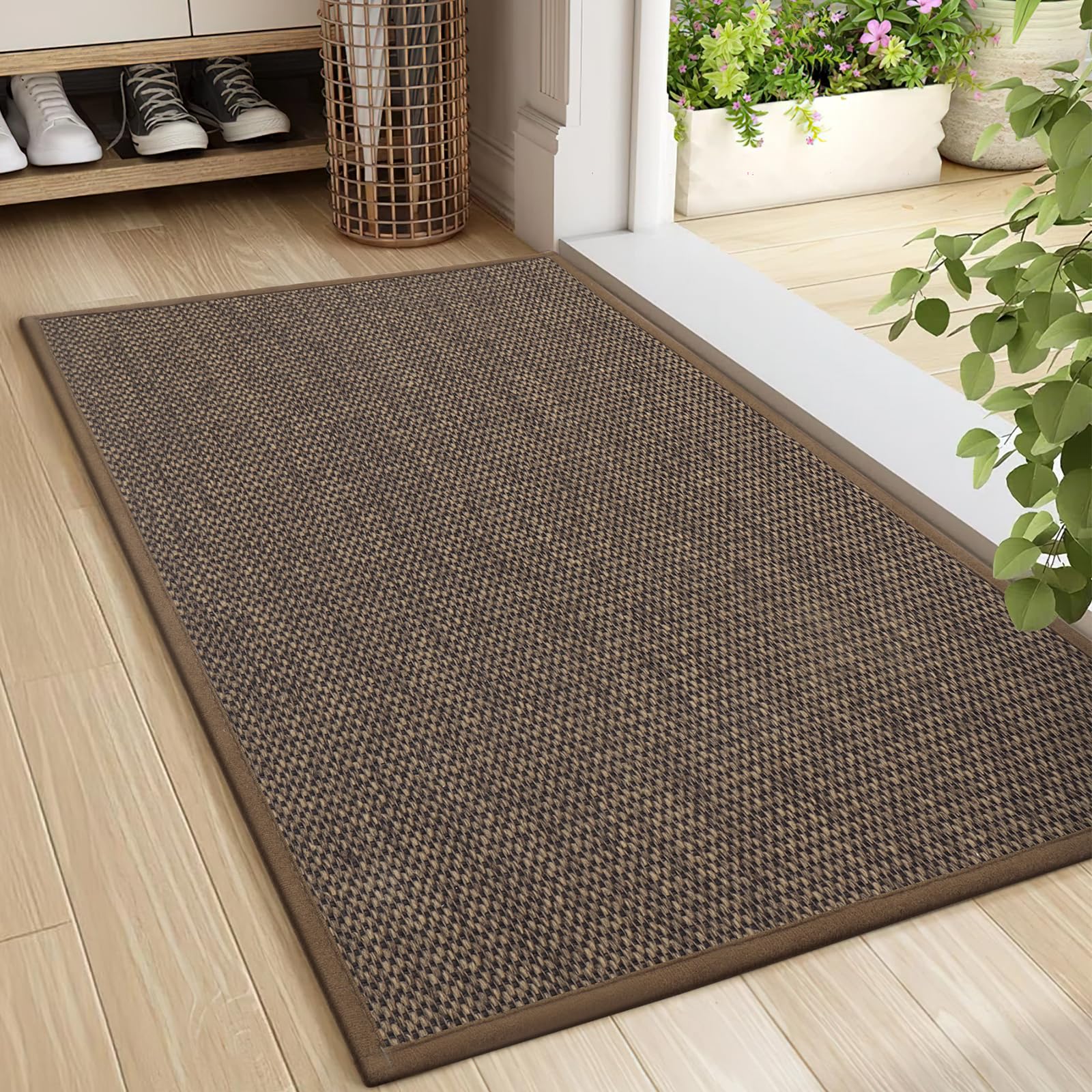 LEKEEPGO Door Mat 24"x36", Non Slip Door Mat Indoor Entrance, Rubber Backing Front Indoor Door mats Washable Absorbent Doormat Low-Profile Entryway Entry Resist Dirt Inside Door Mats, Grey
