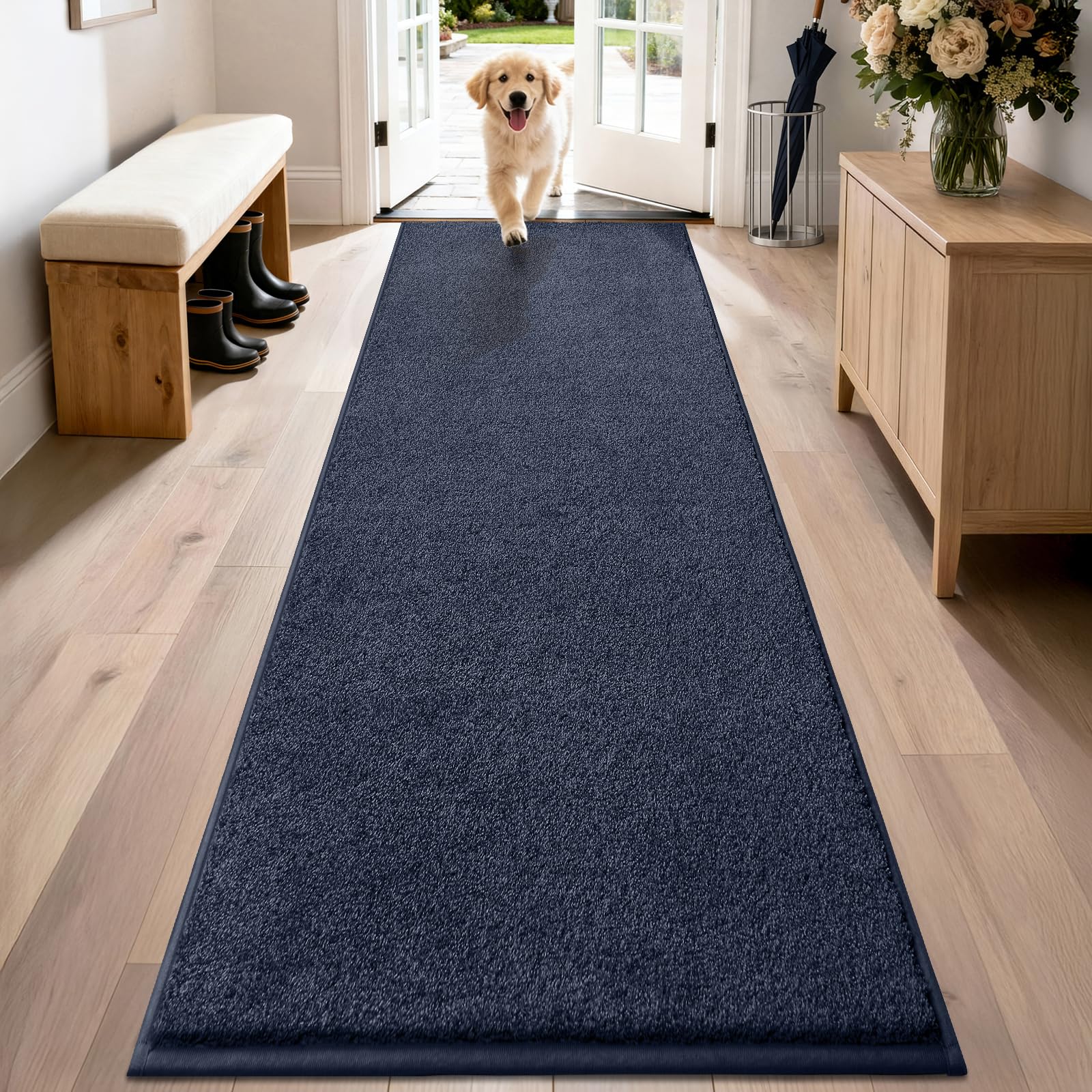 PURRUGS Dirt Trapping Door Mat 24" x 35.5", Non-Slip Machine Washable Entryway Rug, Dog Doormat, Indoor Front Door Mat, Super Absorbent Entry Rug for Muddy Shoes & Paws, Charcoal