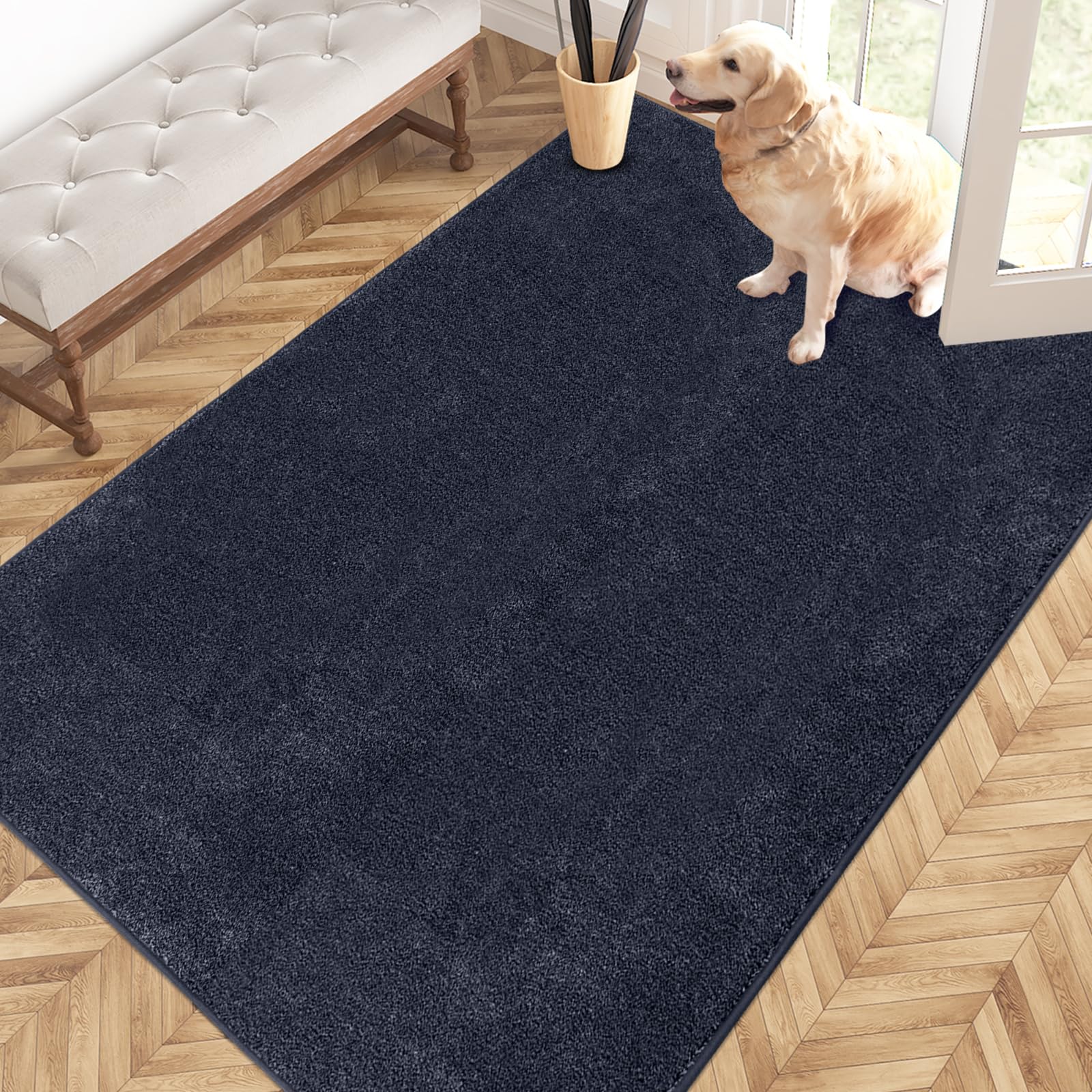 PURRUGS Dirt Trapping Door Mat 24" x 35.5", Non-Slip Machine Washable Entryway Rug, Dog Doormat, Indoor Front Door Mat, Super Absorbent Entry Rug for Muddy Shoes & Paws, Charcoal