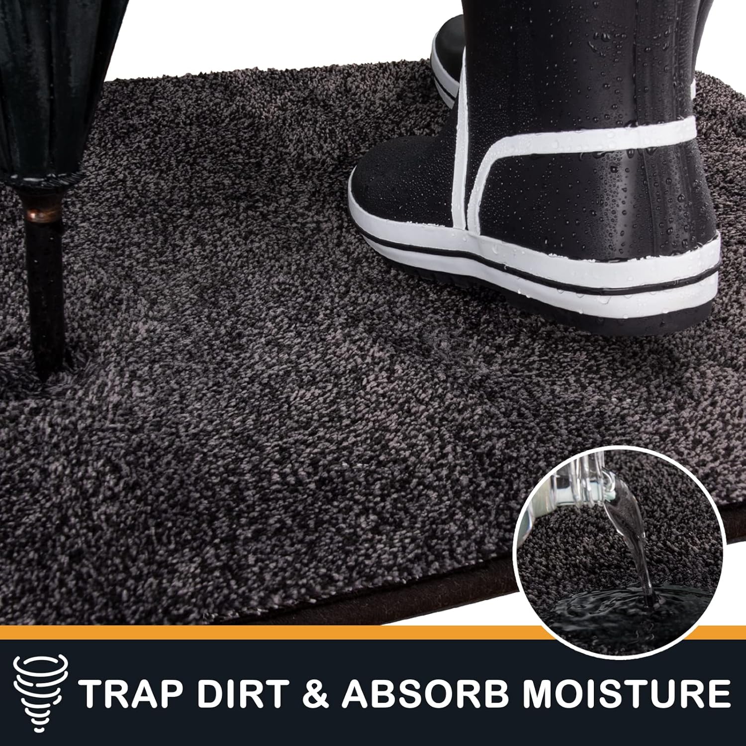 PURRUGS Dirt Trapping Door Mat 24" x 35.5", Non-Slip Machine Washable Entryway Rug, Dog Doormat, Indoor Front Door Mat, Super Absorbent Entry Rug for Muddy Shoes & Paws, Charcoal