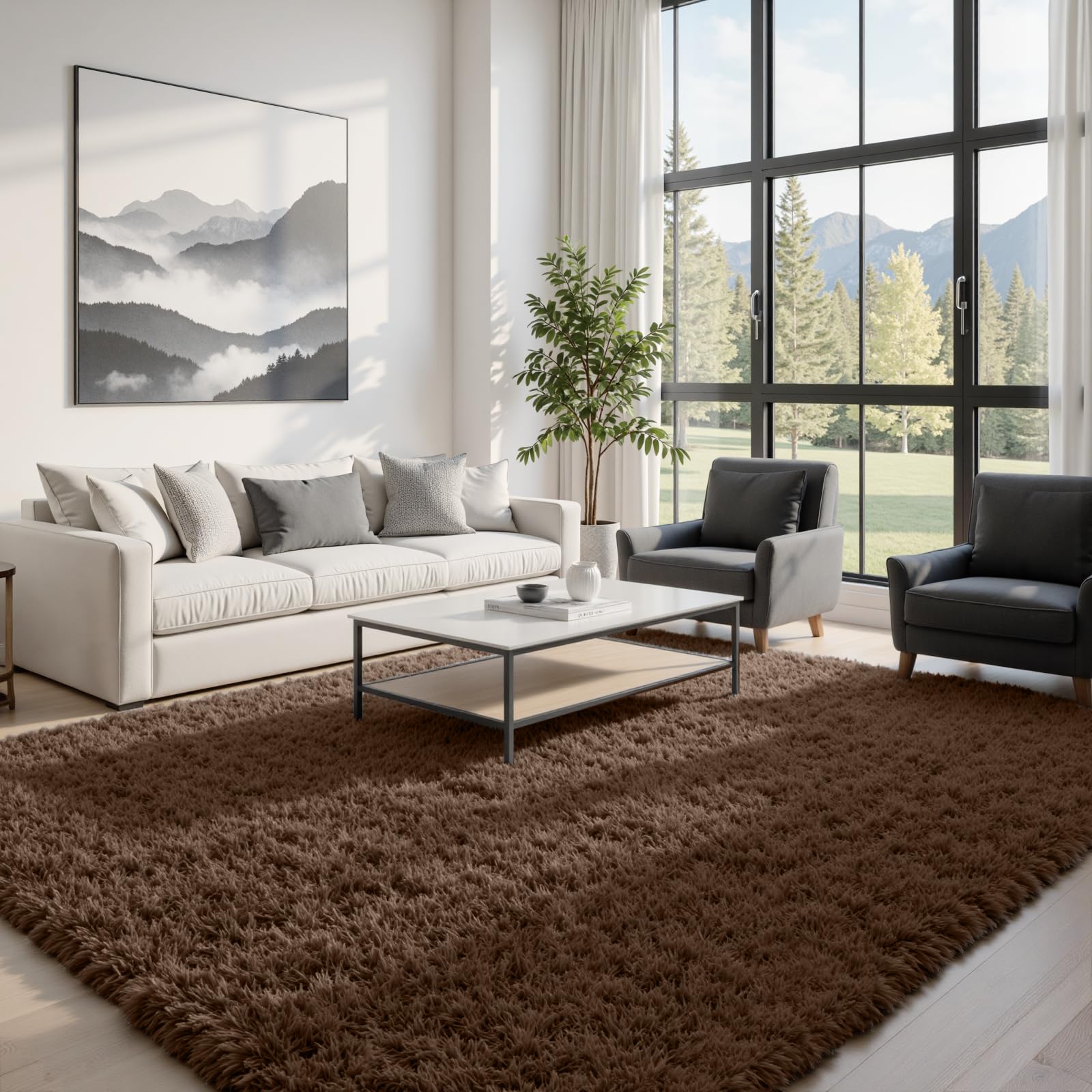 8x10 Area Rugs for Living Room: Ultra Soft Fluffy Shag Grey Rugs for Bedroom, Non-Slip Large Fuzzy Plush Rug Indoor Floor Carpet for Nursery Kids Boys Girls Room, Dorms, Playroom, Modern Home Decor