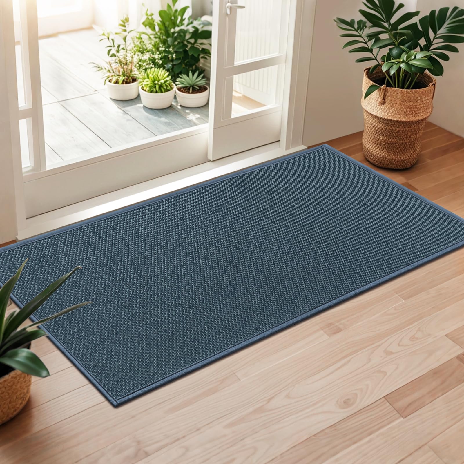 LEKEEPGO Door Mat 24"x36", Non Slip Door Mat Indoor Entrance, Rubber Backing Front Indoor Door mats Washable Absorbent Doormat Low-Profile Entryway Entry Resist Dirt Inside Door Mats, Grey