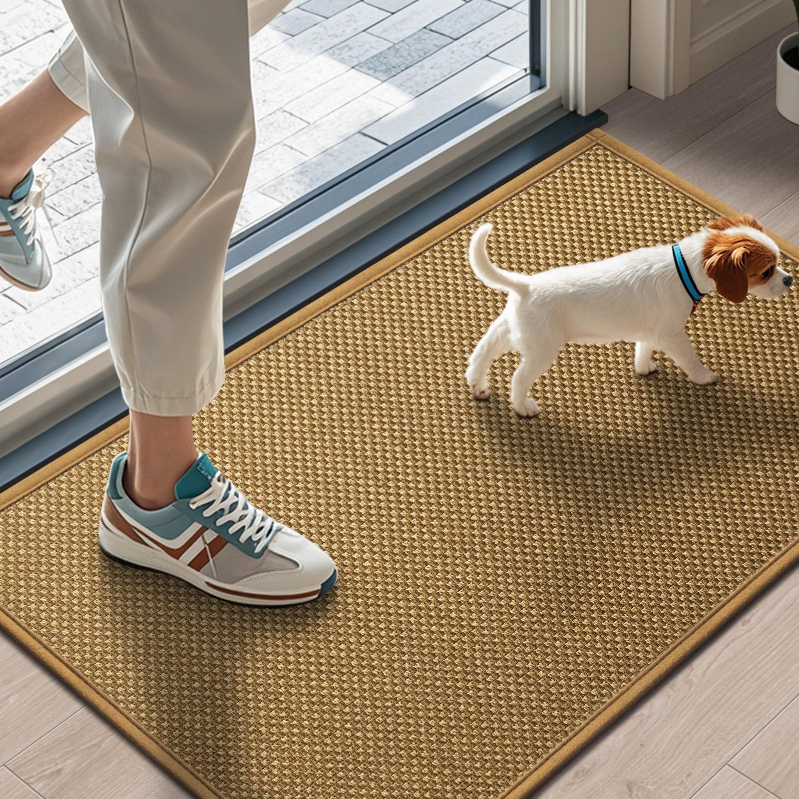 LEKEEPGO Door Mat 24"x36", Non Slip Door Mat Indoor Entrance, Rubber Backing Front Indoor Door mats Washable Absorbent Doormat Low-Profile Entryway Entry Resist Dirt Inside Door Mats, Grey