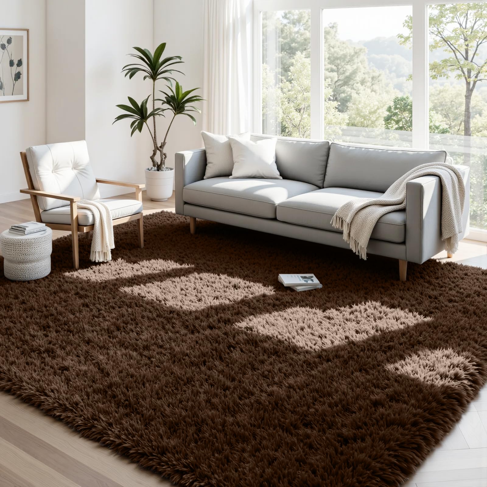 8x10 Area Rugs for Living Room: Ultra Soft Fluffy Shag Grey Rugs for Bedroom, Non-Slip Large Fuzzy Plush Rug Indoor Floor Carpet for Nursery Kids Boys Girls Room, Dorms, Playroom, Modern Home Decor