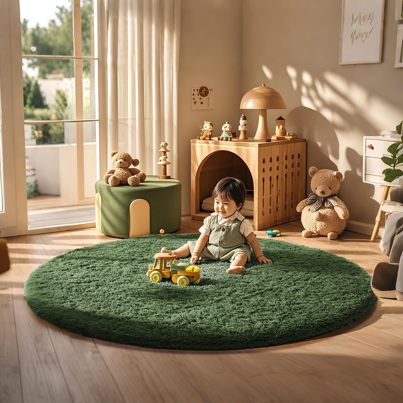Ophanie 8x10 Area Rugs for Living Room, Upgrade Non-Slip Fluffy Soft Large Shag Bedroom Carpet, Ivory Big Indoor Thick Nursery Rug, Carpets for Boy and Girls Room Dorm Home Decor Aesthetic