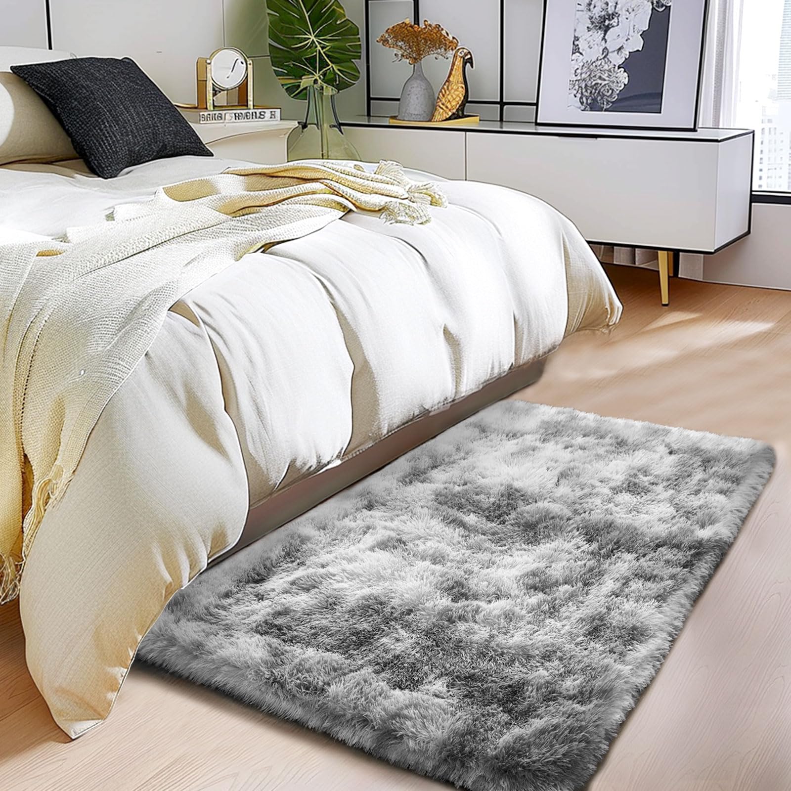 Upgrade Non-Slip Plush Rugs for Living Room, Soft Shaggy Carpets for Living Room, Fuzzy Rugs for Kids' Room, Perfect Decor for Modern Home Tie Dye Camel 8x10 Feet