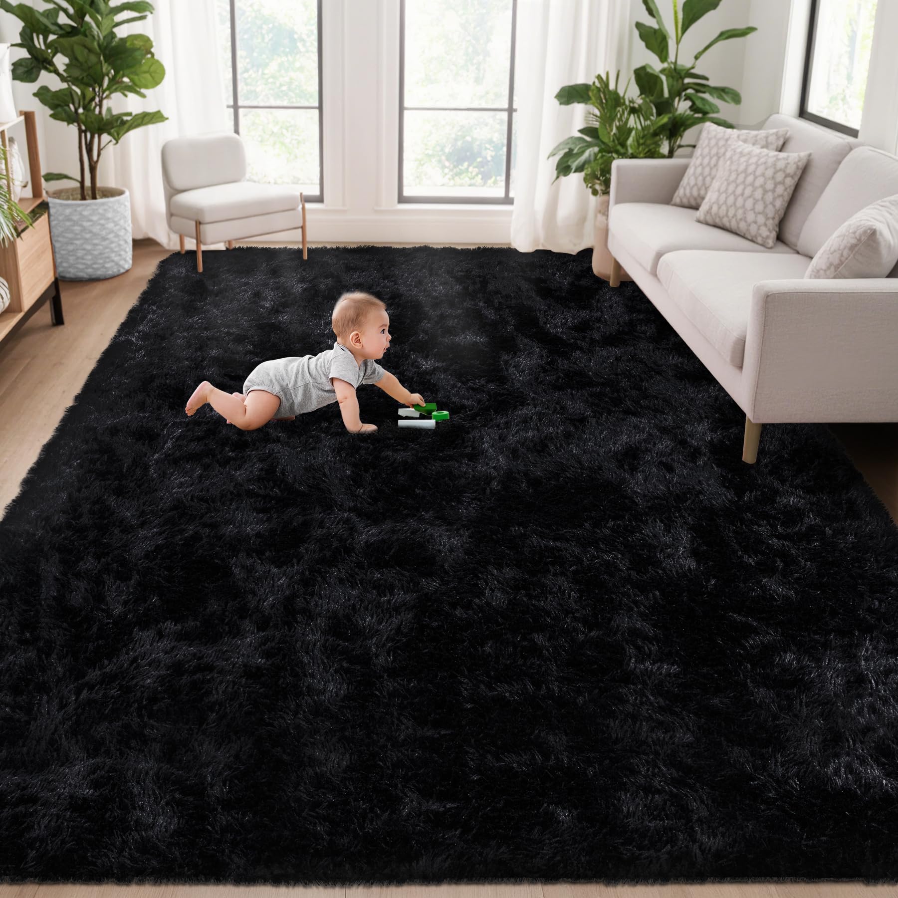 8x10 Area Rugs for Living Room: Fluffy Shag Soft Washable Rug Large Fuzzy Plush Indoor Carpet for Bedroom Nursery Playroom Kids Girls Boys Room (Camel, 8'x10')