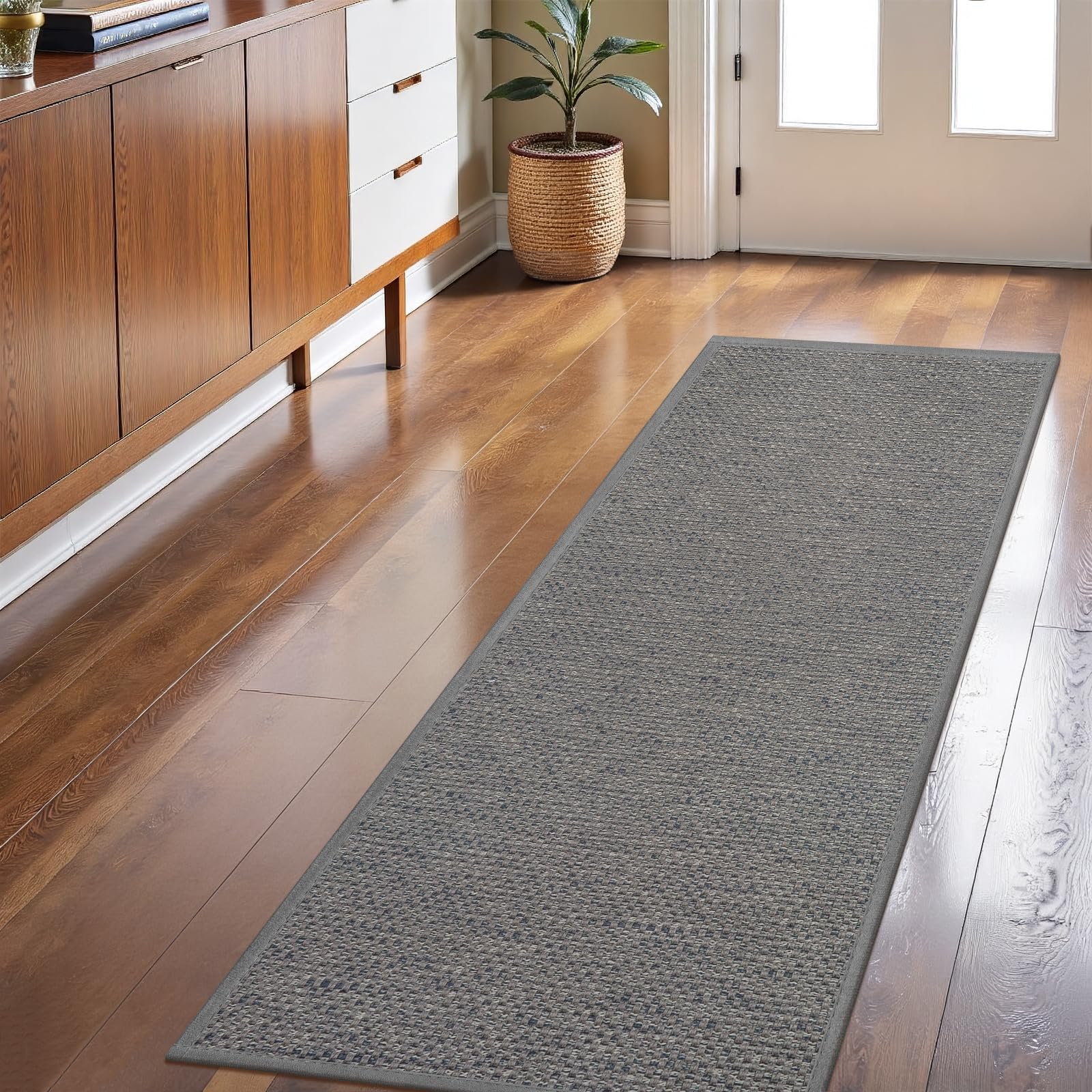 LEKEEPGO Door Mat 24"x36", Non Slip Door Mat Indoor Entrance, Rubber Backing Front Indoor Door mats Washable Absorbent Doormat Low-Profile Entryway Entry Resist Dirt Inside Door Mats, Grey