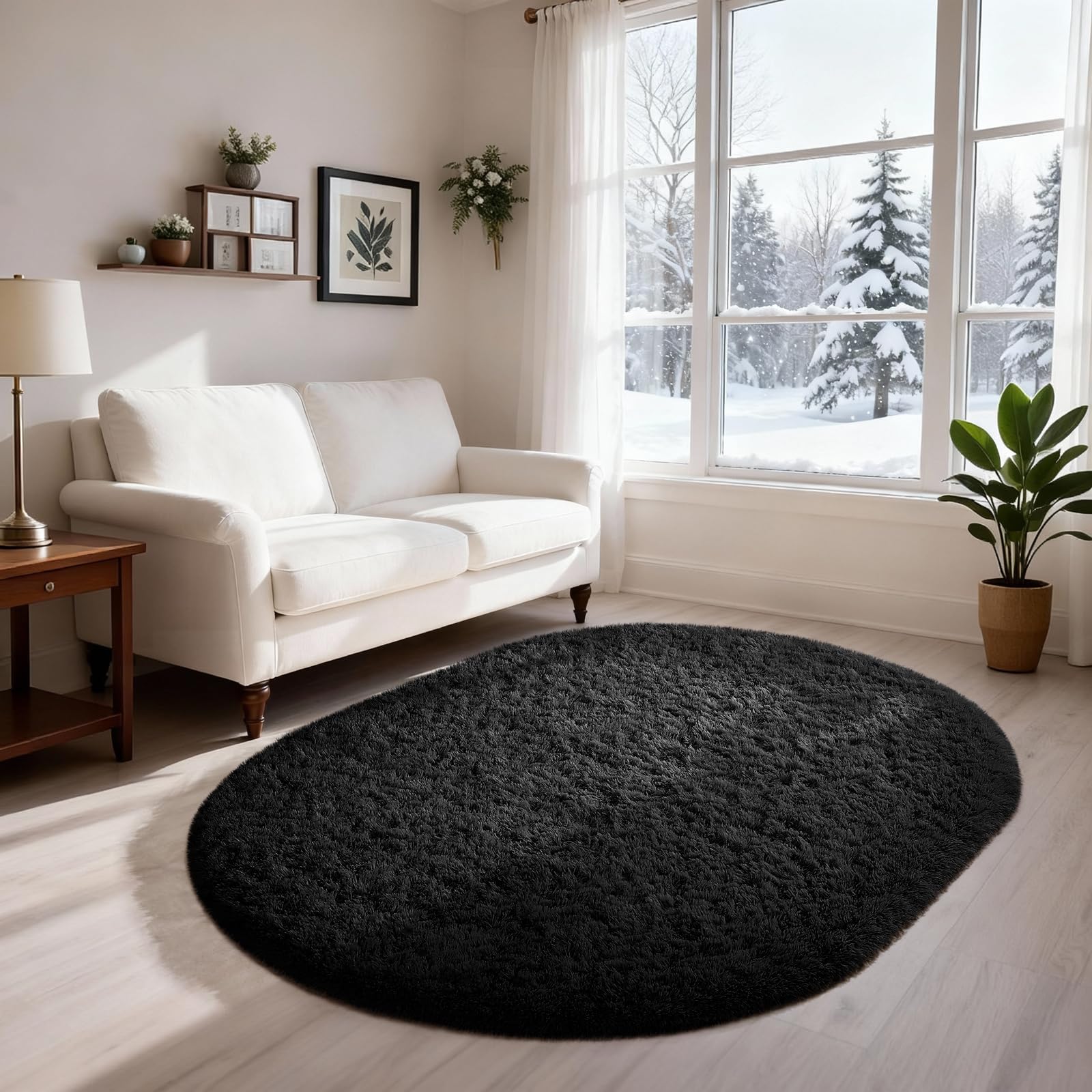 Ophanie 8x10 Area Rugs for Living Room, Upgrade Non-Slip Fluffy Soft Large Shag Bedroom Carpet, Ivory Big Indoor Thick Nursery Rug, Carpets for Boy and Girls Room Dorm Home Decor Aesthetic