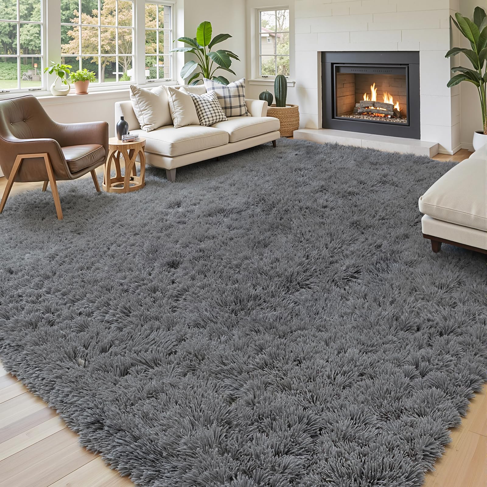 8x10 Area Rugs for Living Room Bedroom Rug, Large Shaggy Soft Plush Furry Bedside Rug, Area Rugs for Home Decor (Light Grey, 8x10 Feet)