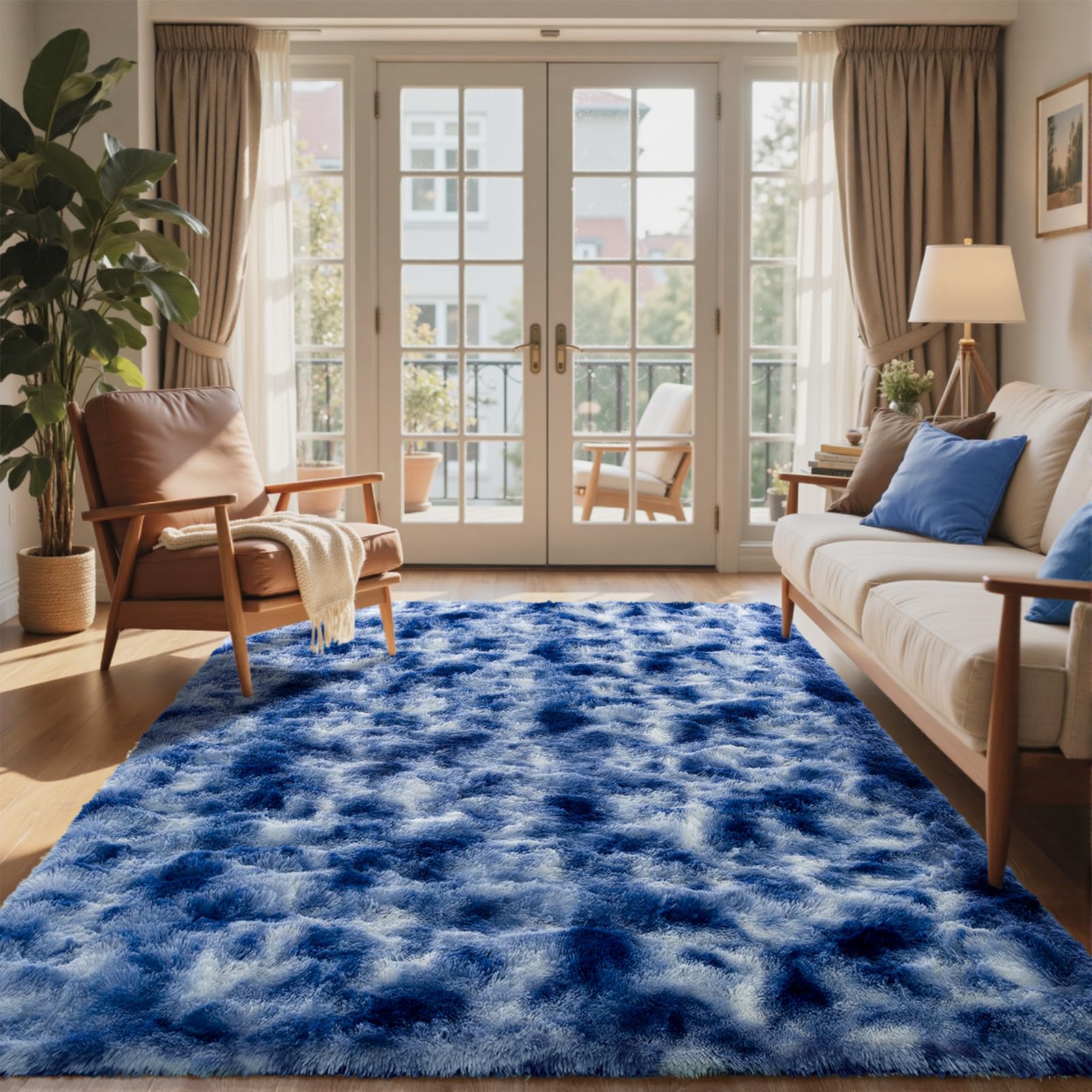 6x9 Ft Large Shag Rugs for Living Room Decor, Tie-Dyed Ultra Soft Fluffy Furry Area Rugs for Bedroom Indoor Floor, Aesthetic Carpet for Kids Home (Dark Grey)