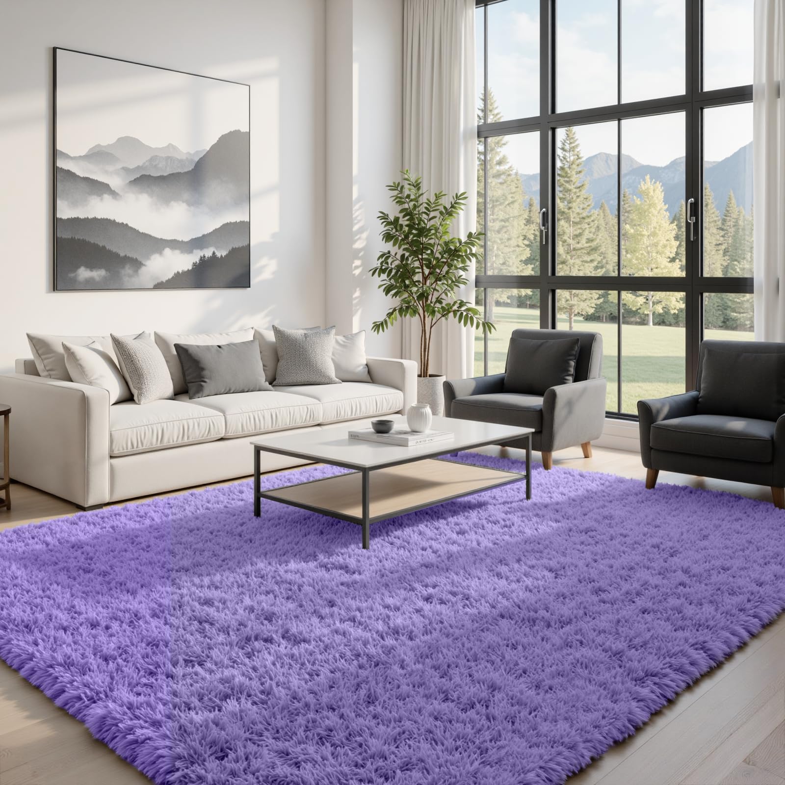 8x10 Area Rugs for Living Room: Ultra Soft Fluffy Shag Grey Rugs for Bedroom, Non-Slip Large Fuzzy Plush Rug Indoor Floor Carpet for Nursery Kids Boys Girls Room, Dorms, Playroom, Modern Home Decor