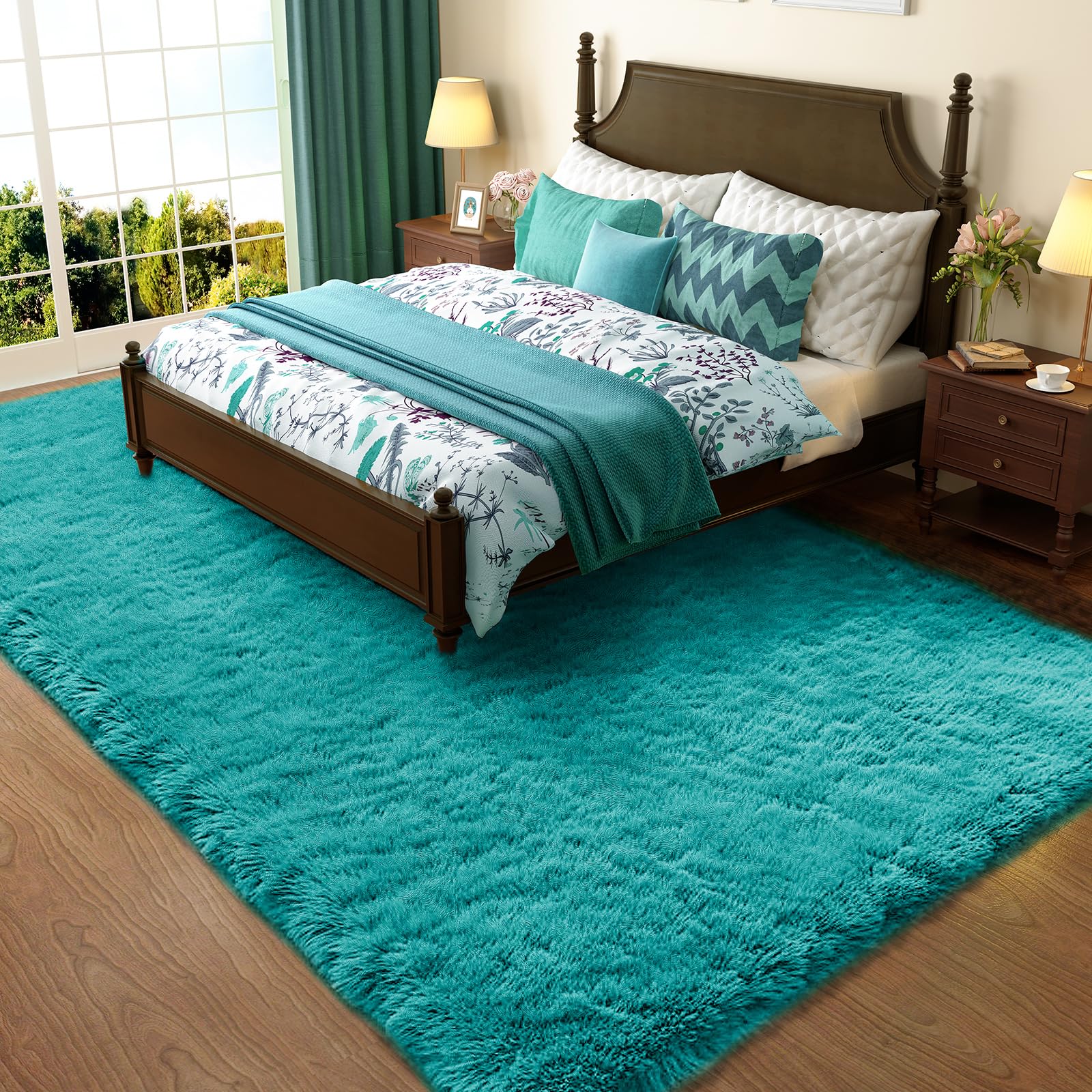 Ophanie 8x10 Area Rugs for Living Room, Upgrade Non-Slip Fluffy Soft Large Shag Bedroom Carpet, Ivory Big Indoor Thick Nursery Rug, Carpets for Boy and Girls Room Dorm Home Decor Aesthetic