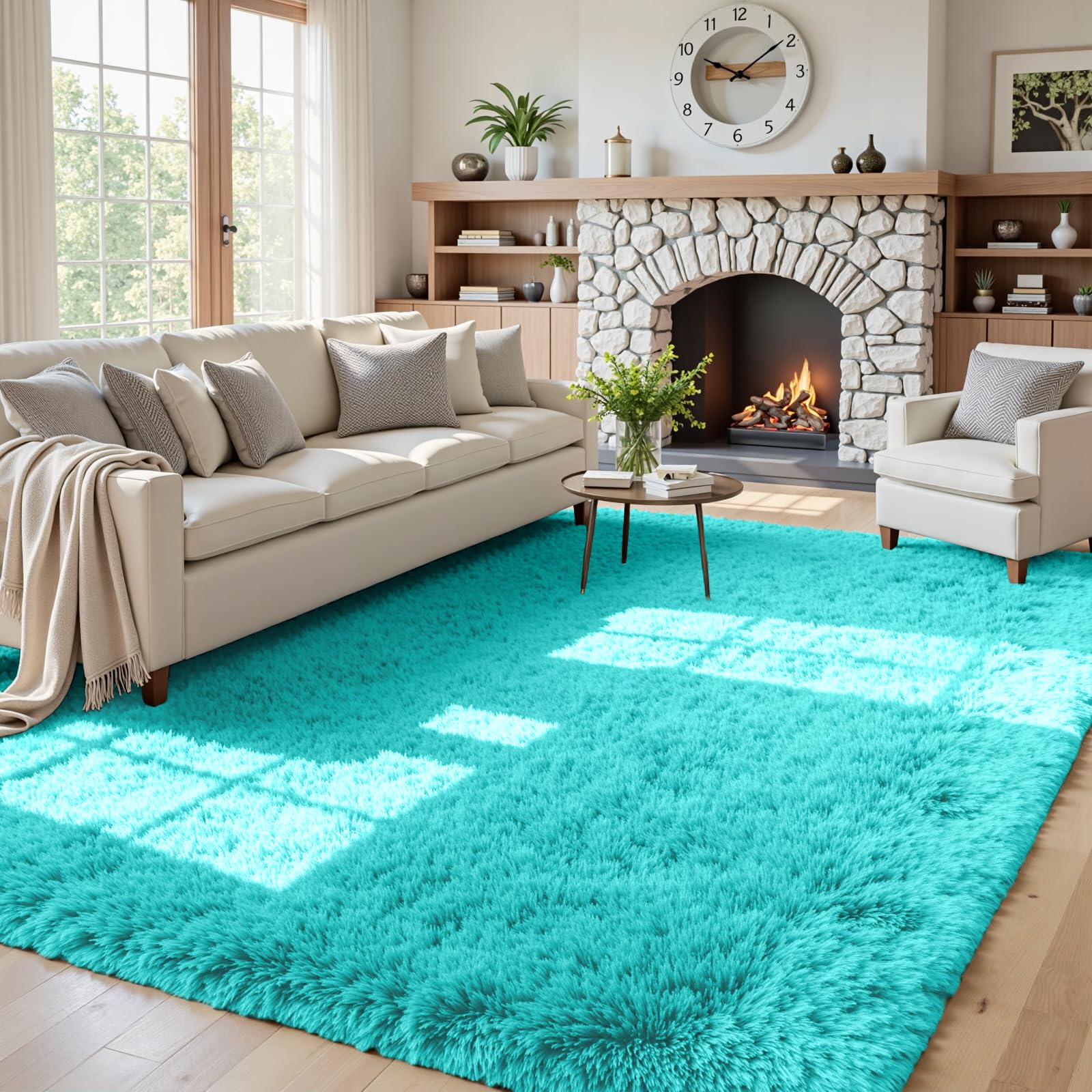 8x10 Area Rugs for Living Room: Ultra Soft Fluffy Shag Grey Rugs for Bedroom, Non-Slip Large Fuzzy Plush Rug Indoor Floor Carpet for Nursery Kids Boys Girls Room, Dorms, Playroom, Modern Home Decor