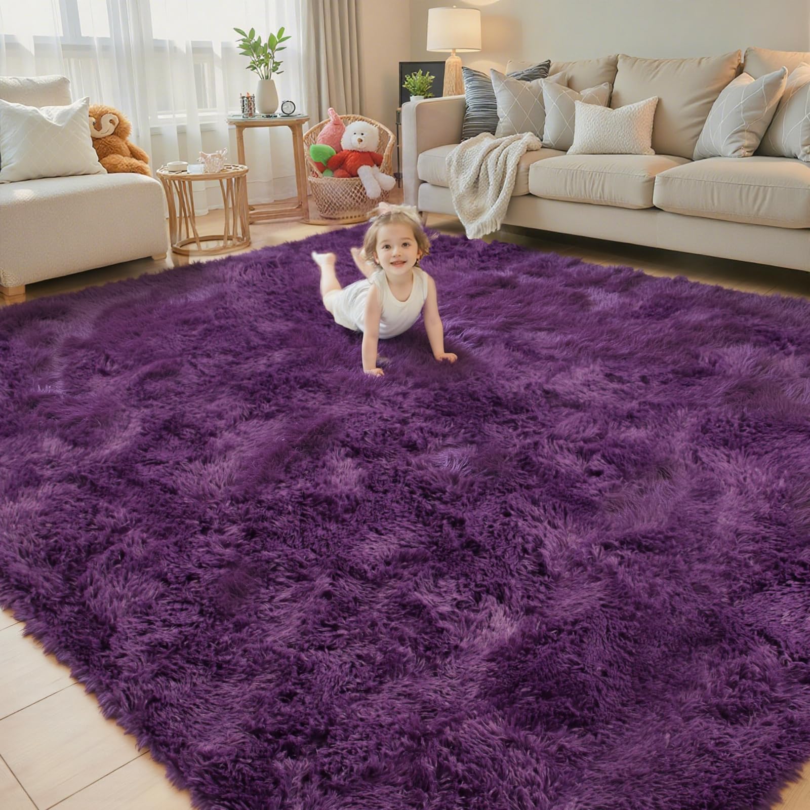 8x10 Area Rugs for Living Room Bedroom Rug, Large Shaggy Soft Plush Furry Bedside Rug, Area Rugs for Home Decor (Light Grey, 8x10 Feet)