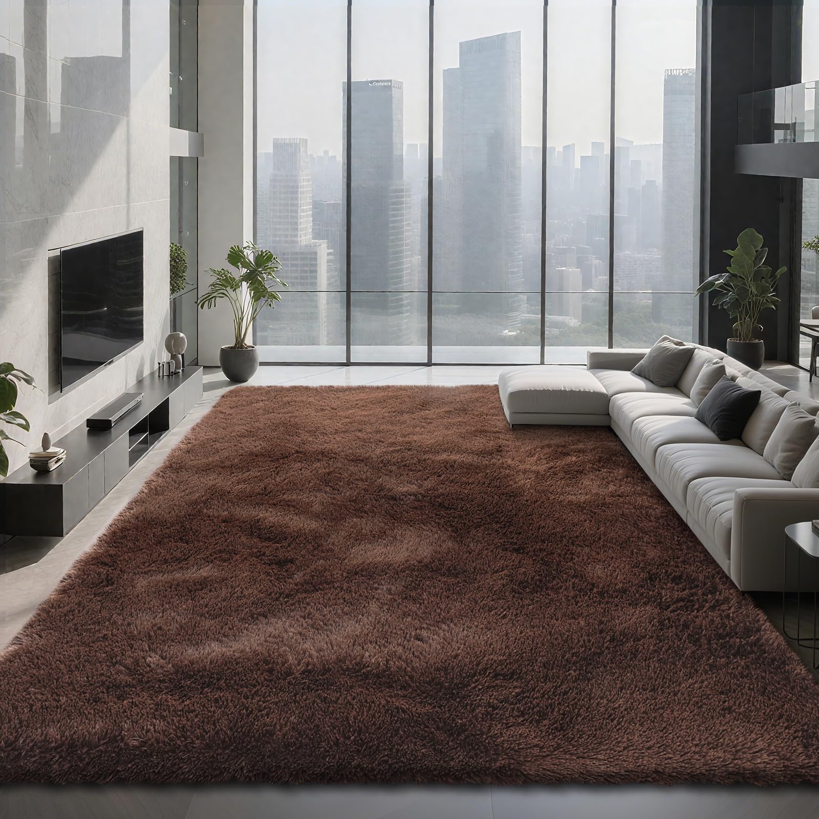 Shag Area Rugs for Bedroom Living Room,8X10 Ultra Soft Fluffy Area Rugs for Dorm, Indoor Carpet Nursery Rugs for Kids Girls Room Home Decor,Tie-Dye Grey