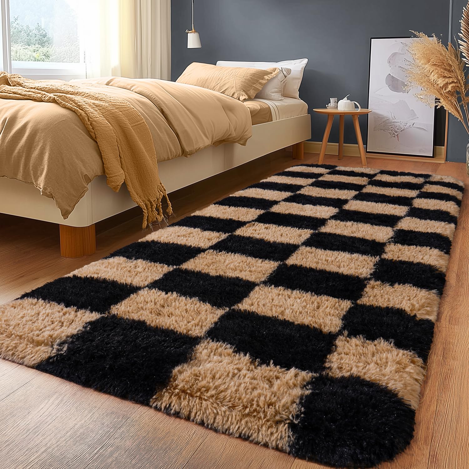 Upgrade Non-Slip Plush Rugs for Living Room, Soft Shaggy Carpets for Living Room, Fuzzy Rugs for Kids' Room, Perfect Decor for Modern Home Tie Dye Camel 8x10 Feet