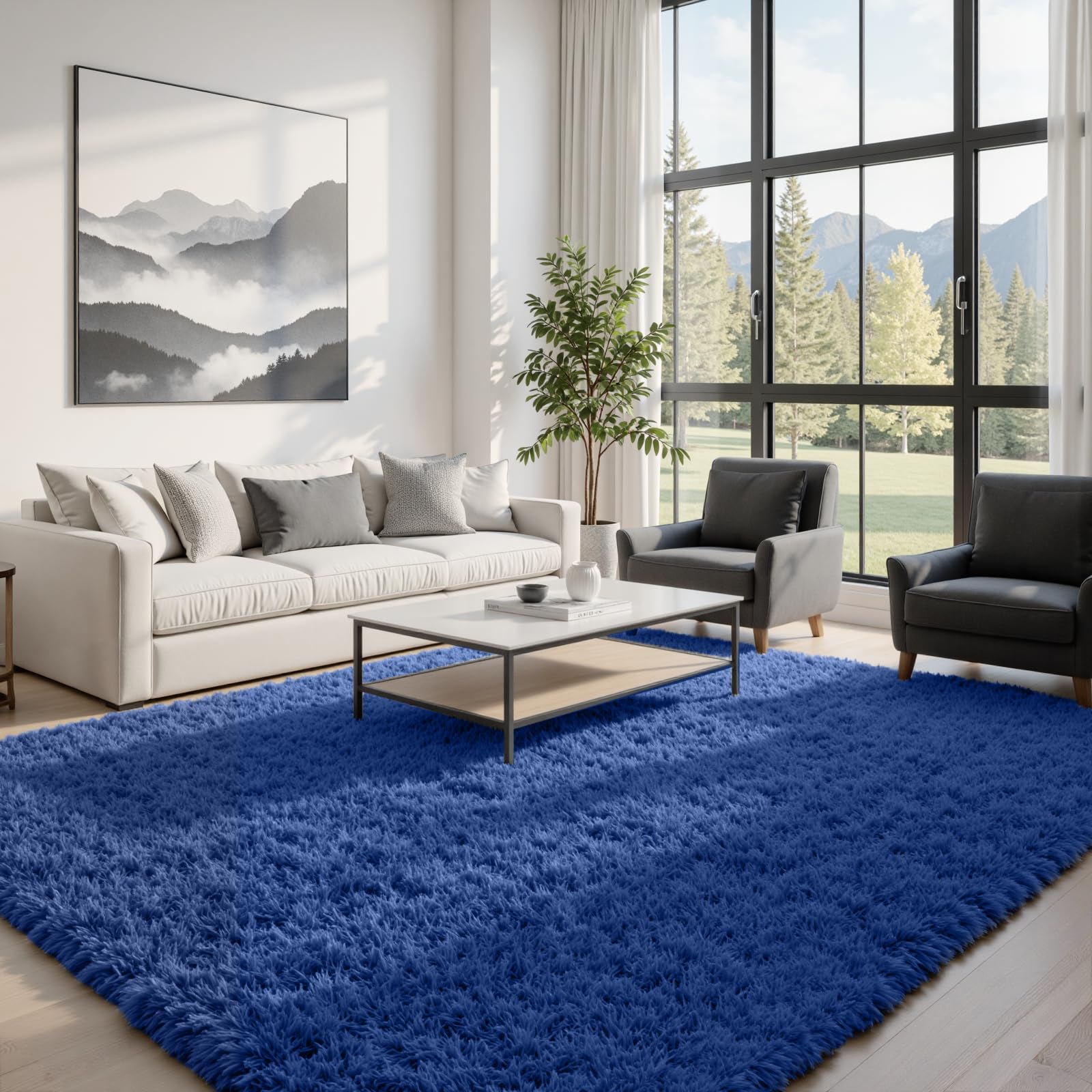 8x10 Area Rugs for Living Room: Ultra Soft Fluffy Shag Grey Rugs for Bedroom, Non-Slip Large Fuzzy Plush Rug Indoor Floor Carpet for Nursery Kids Boys Girls Room, Dorms, Playroom, Modern Home Decor