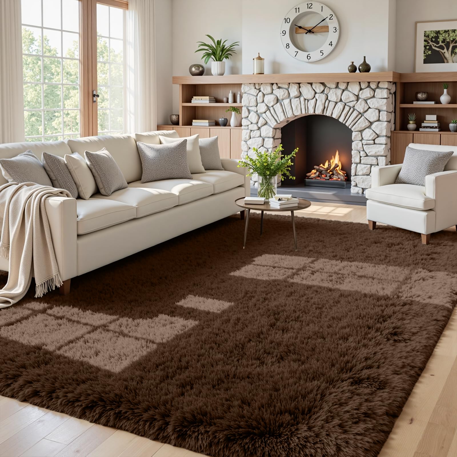8x10 Area Rugs for Living Room: Ultra Soft Fluffy Shag Grey Rugs for Bedroom, Non-Slip Large Fuzzy Plush Rug Indoor Floor Carpet for Nursery Kids Boys Girls Room, Dorms, Playroom, Modern Home Decor