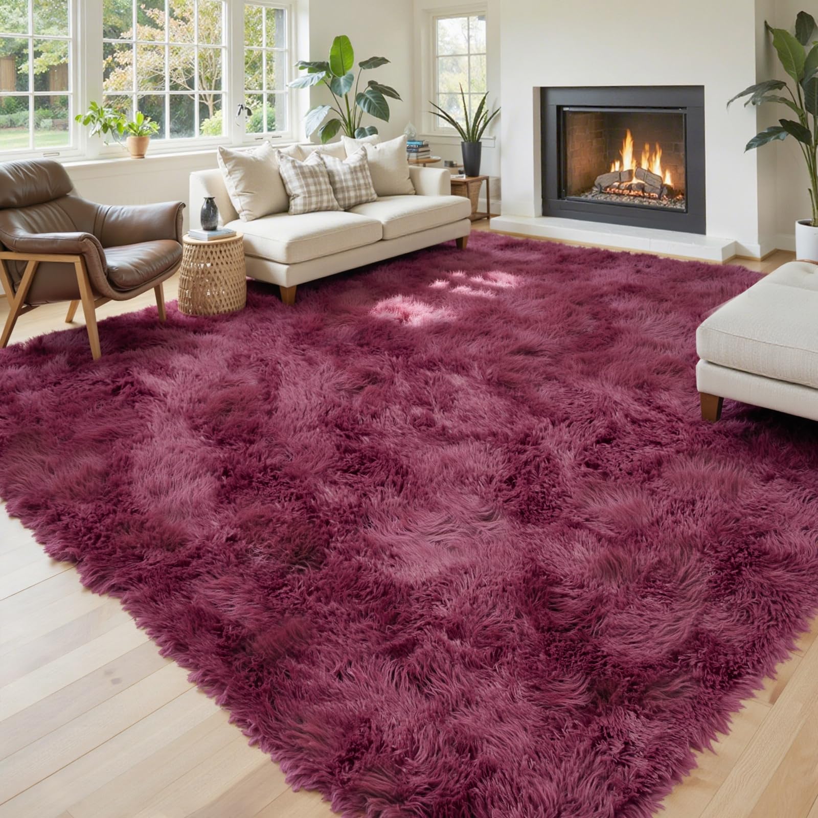 8x10 Area Rugs for Living Room Bedroom Rug, Large Shaggy Soft Plush Furry Bedside Rug, Area Rugs for Home Decor (Light Grey, 8x10 Feet)