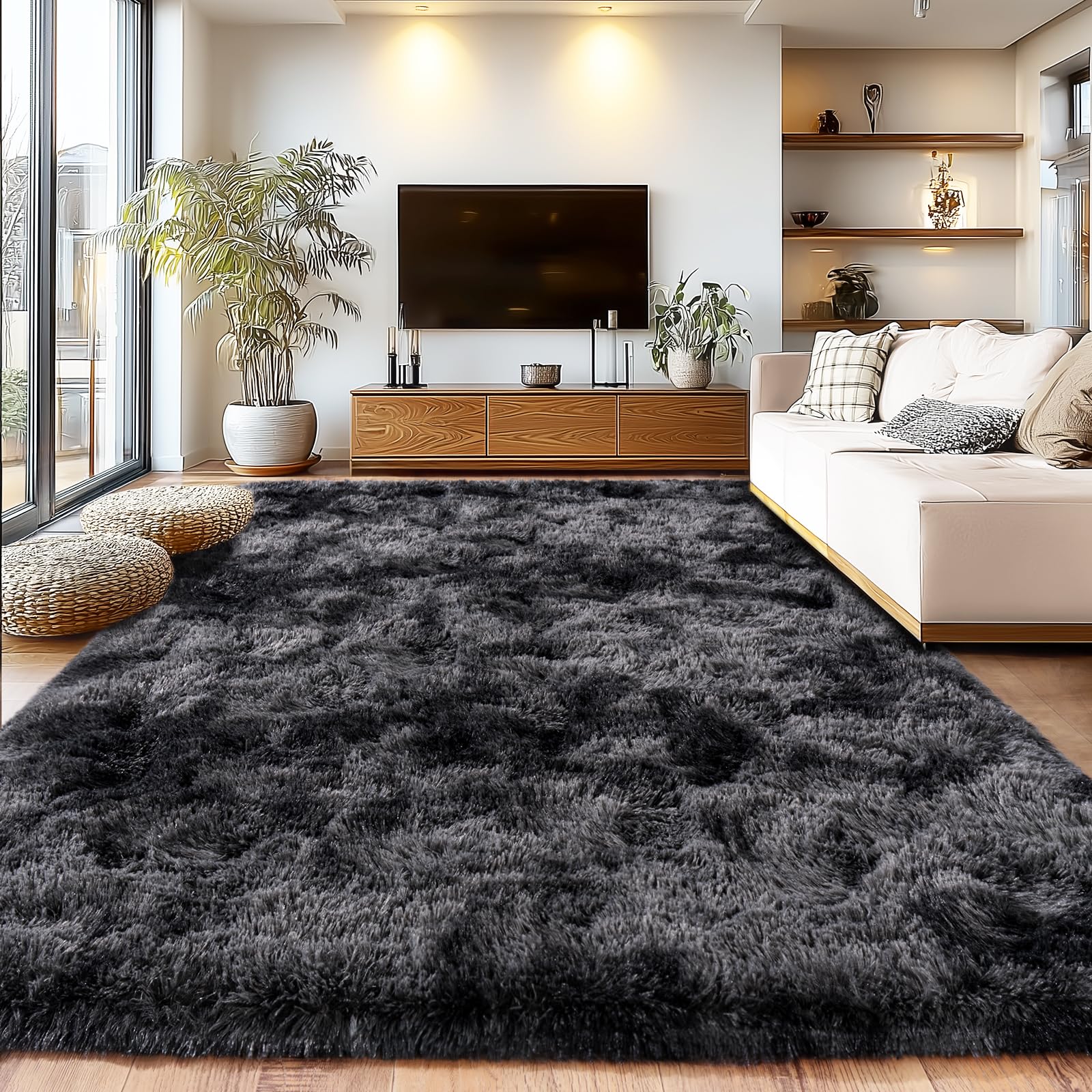 Upgrade Non-Slip Plush Rugs for Living Room, Soft Shaggy Carpets for Living Room, Fuzzy Rugs for Kids' Room, Perfect Decor for Modern Home Tie Dye Camel 8x10 Feet