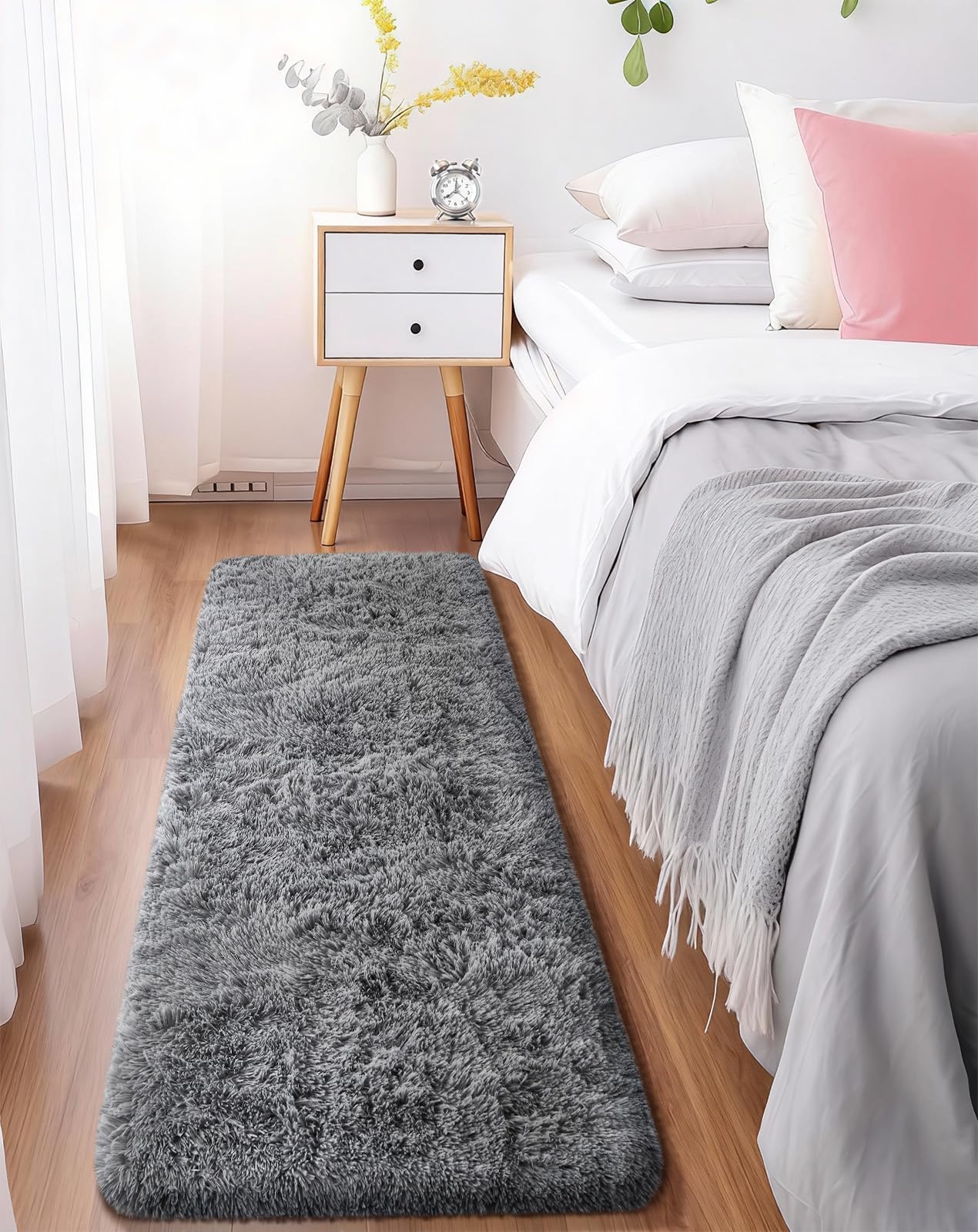 Ophanie 8x10 Area Rugs for Living Room, Upgrade Non-Slip Fluffy Soft Large Shag Bedroom Carpet, Ivory Big Indoor Thick Nursery Rug, Carpets for Boy and Girls Room Dorm Home Decor Aesthetic