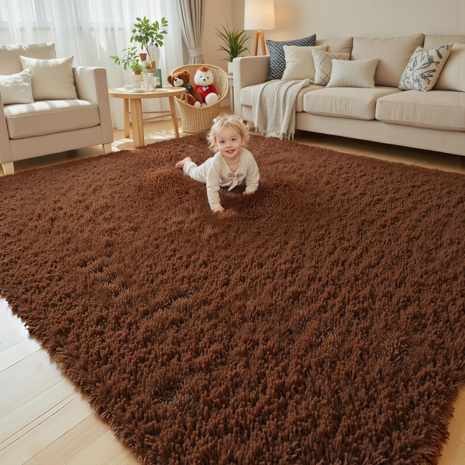 8x10 Area Rugs for Living Room Bedroom Rug, Large Shaggy Soft Plush Furry Bedside Rug, Area Rugs for Home Decor (Light Grey, 8x10 Feet)
