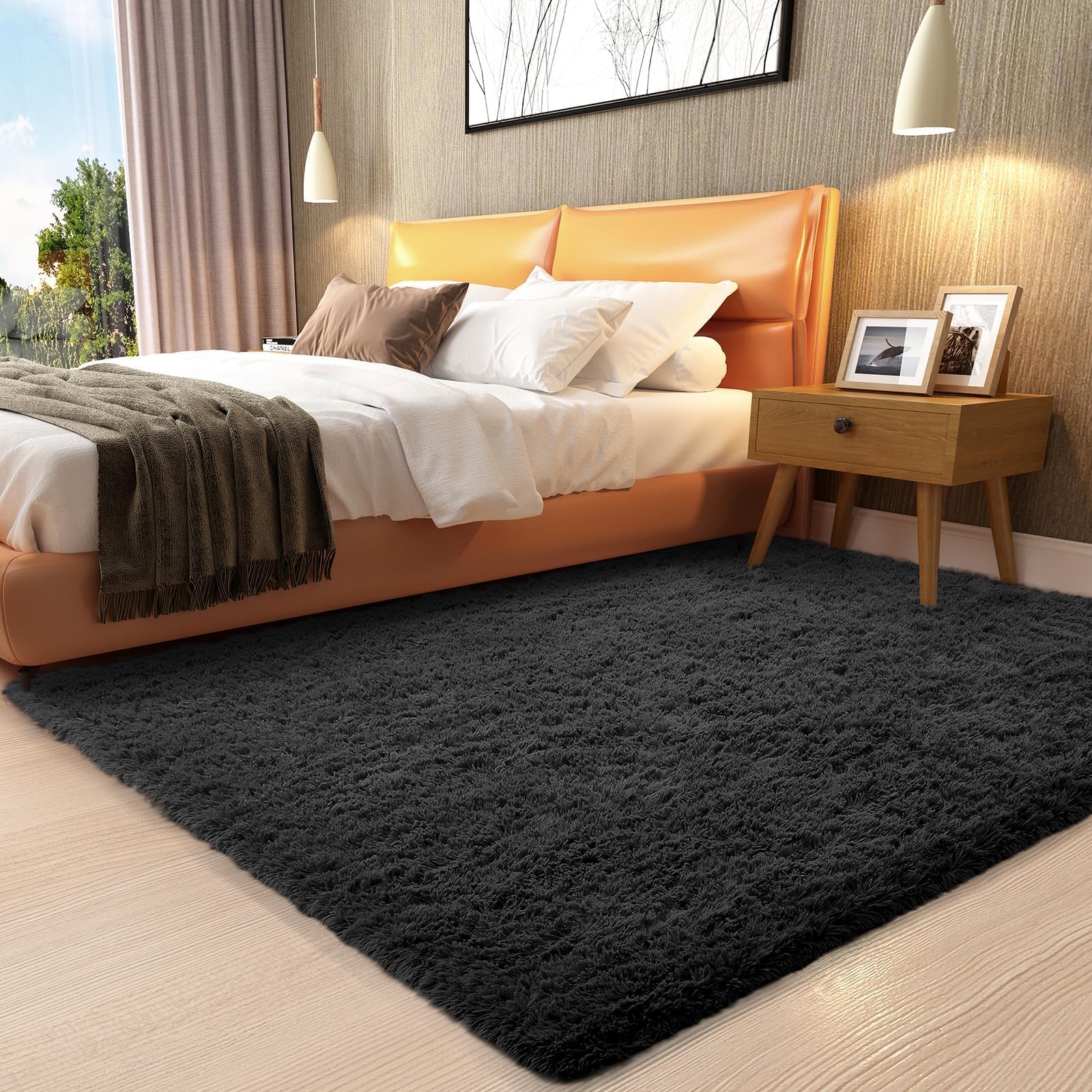 Ophanie 8x10 Area Rugs for Living Room, Upgrade Non-Slip Fluffy Soft Large Shag Bedroom Carpet, Ivory Big Indoor Thick Nursery Rug, Carpets for Boy and Girls Room Dorm Home Decor Aesthetic