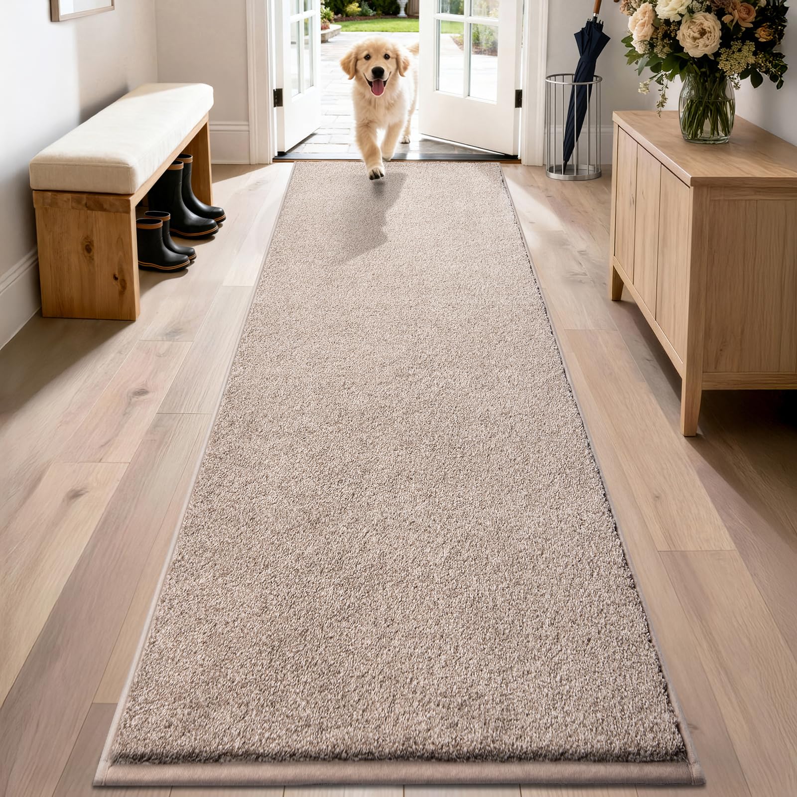 PURRUGS Dirt Trapping Door Mat 24" x 35.5", Non-Slip Machine Washable Entryway Rug, Dog Doormat, Indoor Front Door Mat, Super Absorbent Entry Rug for Muddy Shoes & Paws, Charcoal