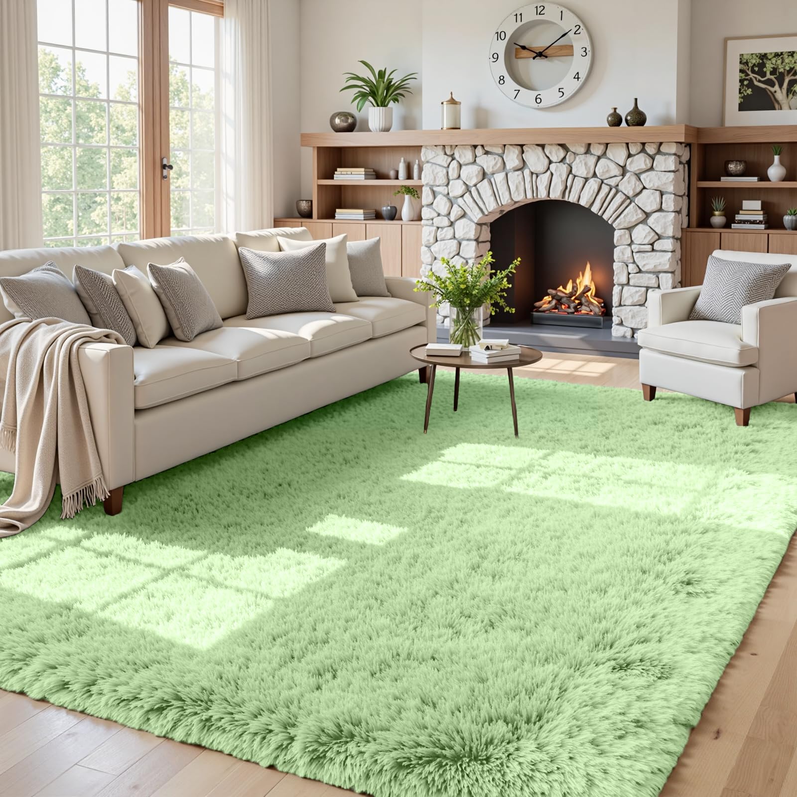 8x10 Area Rugs for Living Room: Ultra Soft Fluffy Shag Grey Rugs for Bedroom, Non-Slip Large Fuzzy Plush Rug Indoor Floor Carpet for Nursery Kids Boys Girls Room, Dorms, Playroom, Modern Home Decor