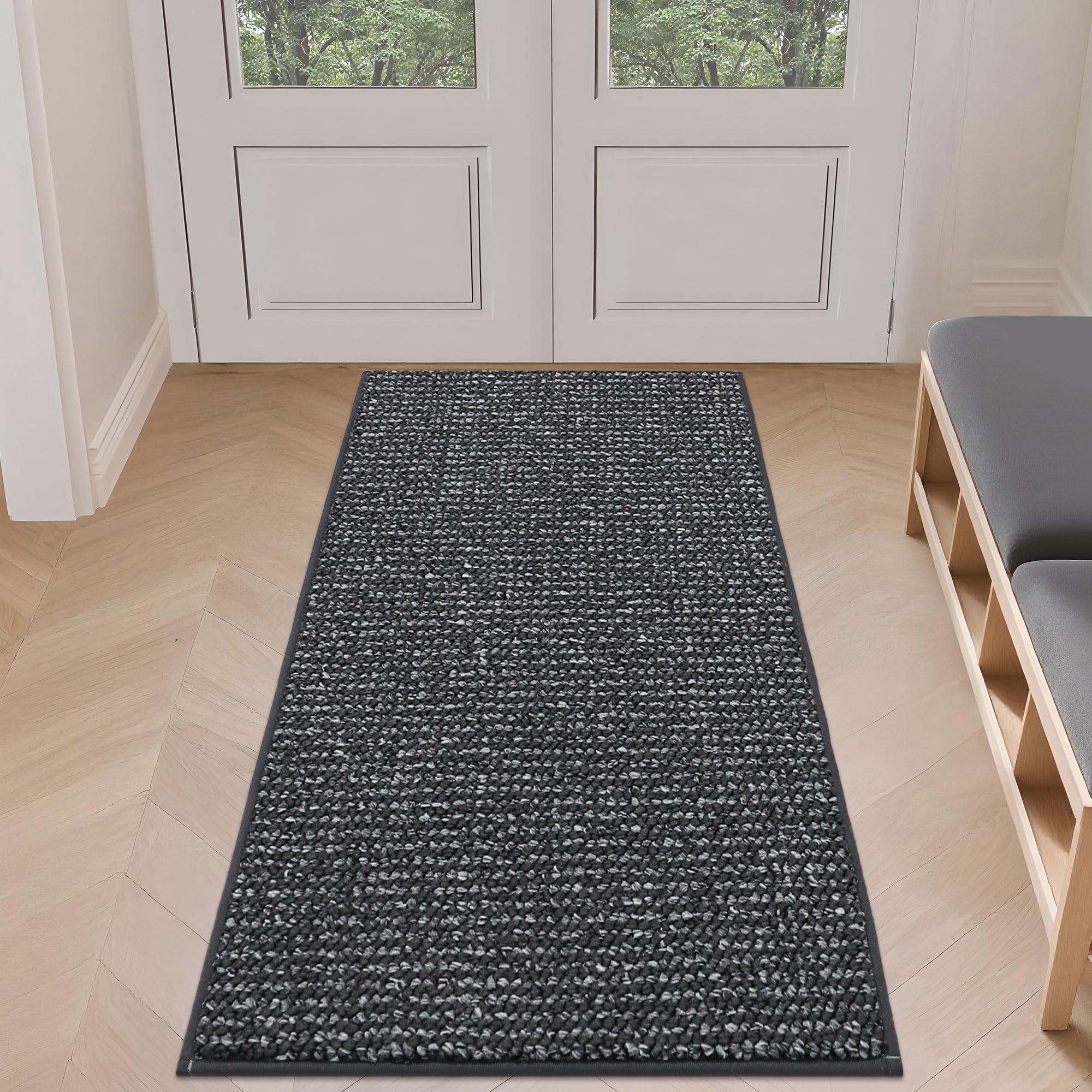 BEQHAUSE Dirt Trapper Door Mat 24" x 36", Non-Slip Washable Doormats Entrance Mat, Dirt Resistant and Absorbent Welcome Mat, Low Profile Floor Mats for Front Back Door and Entryway, Beige