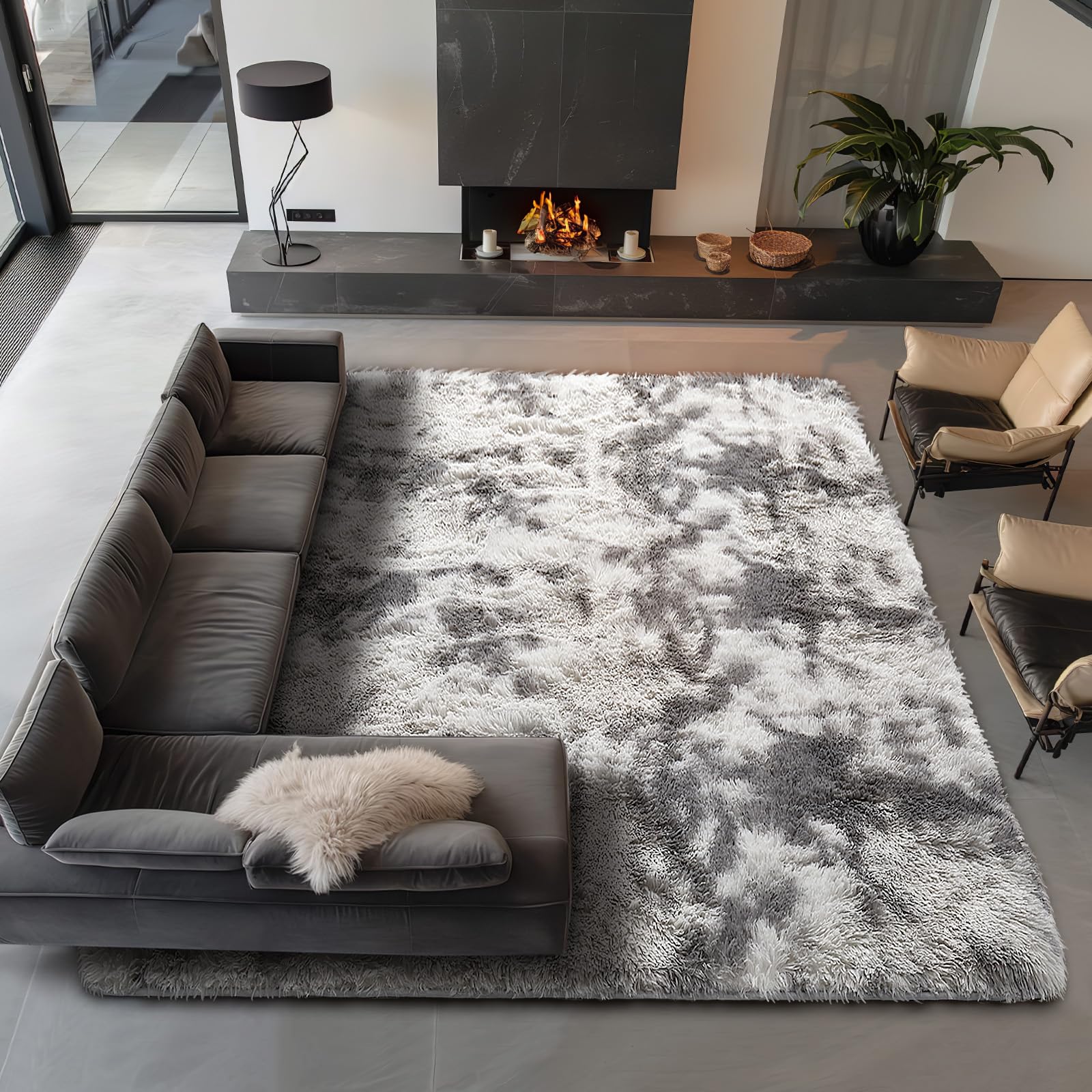 Ophanie 8x10 Area Rugs for Living Room, Upgrade Non-Slip Fluffy Soft Large Shag Bedroom Carpet, Ivory Big Indoor Thick Nursery Rug, Carpets for Boy and Girls Room Dorm Home Decor Aesthetic