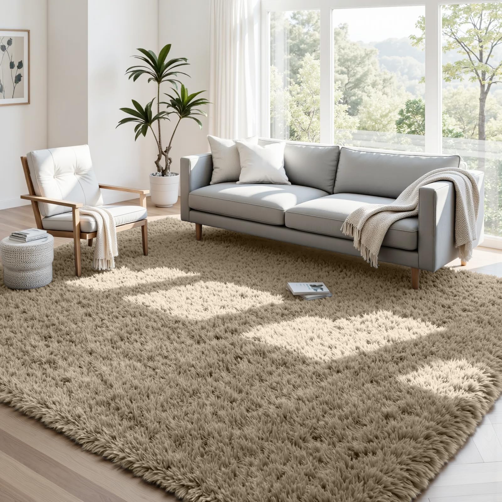8x10 Area Rugs for Living Room: Ultra Soft Fluffy Shag Grey Rugs for Bedroom, Non-Slip Large Fuzzy Plush Rug Indoor Floor Carpet for Nursery Kids Boys Girls Room, Dorms, Playroom, Modern Home Decor