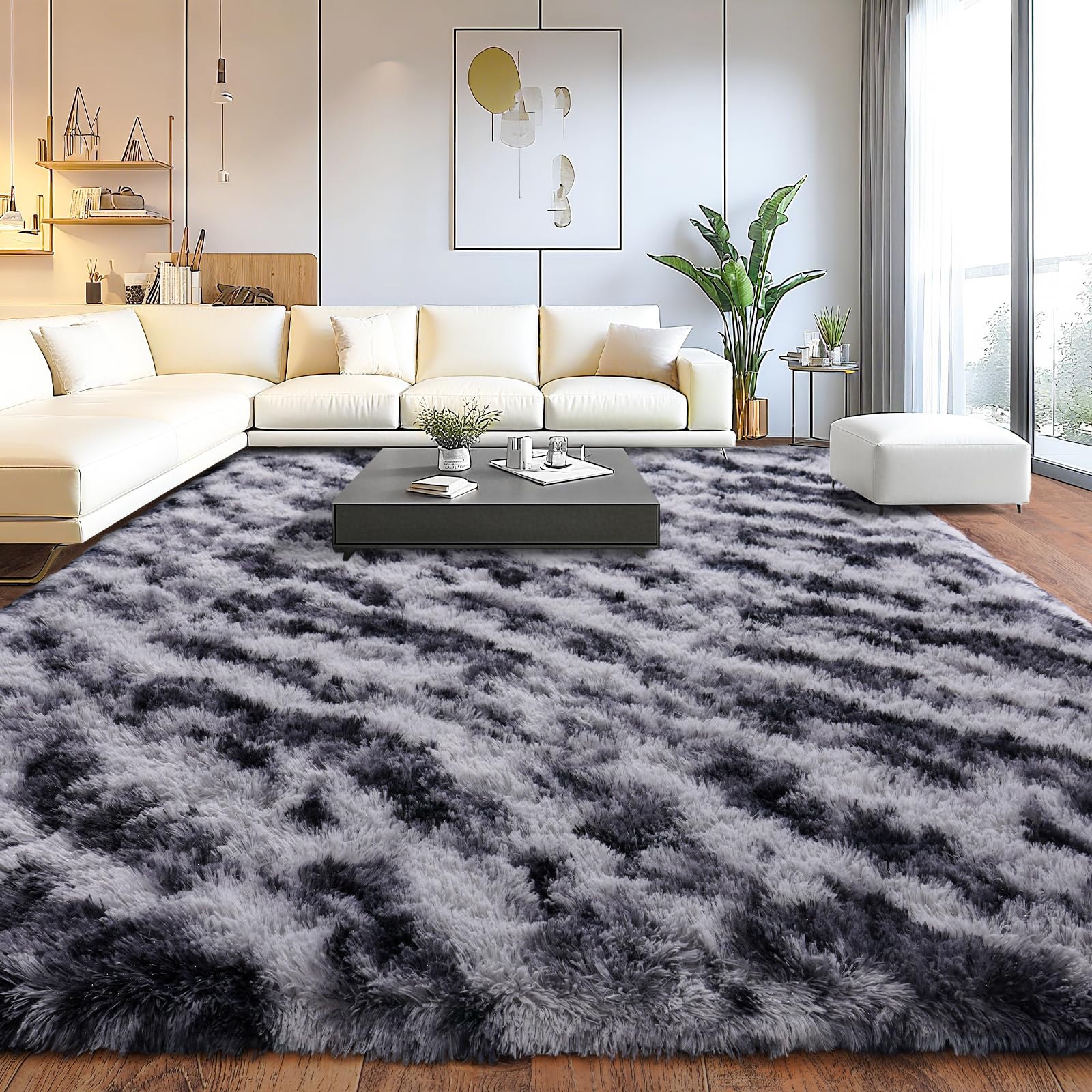 Upgrade Non-Slip Plush Rugs for Living Room, Soft Shaggy Carpets for Living Room, Fuzzy Rugs for Kids' Room, Perfect Decor for Modern Home Tie Dye Camel 8x10 Feet