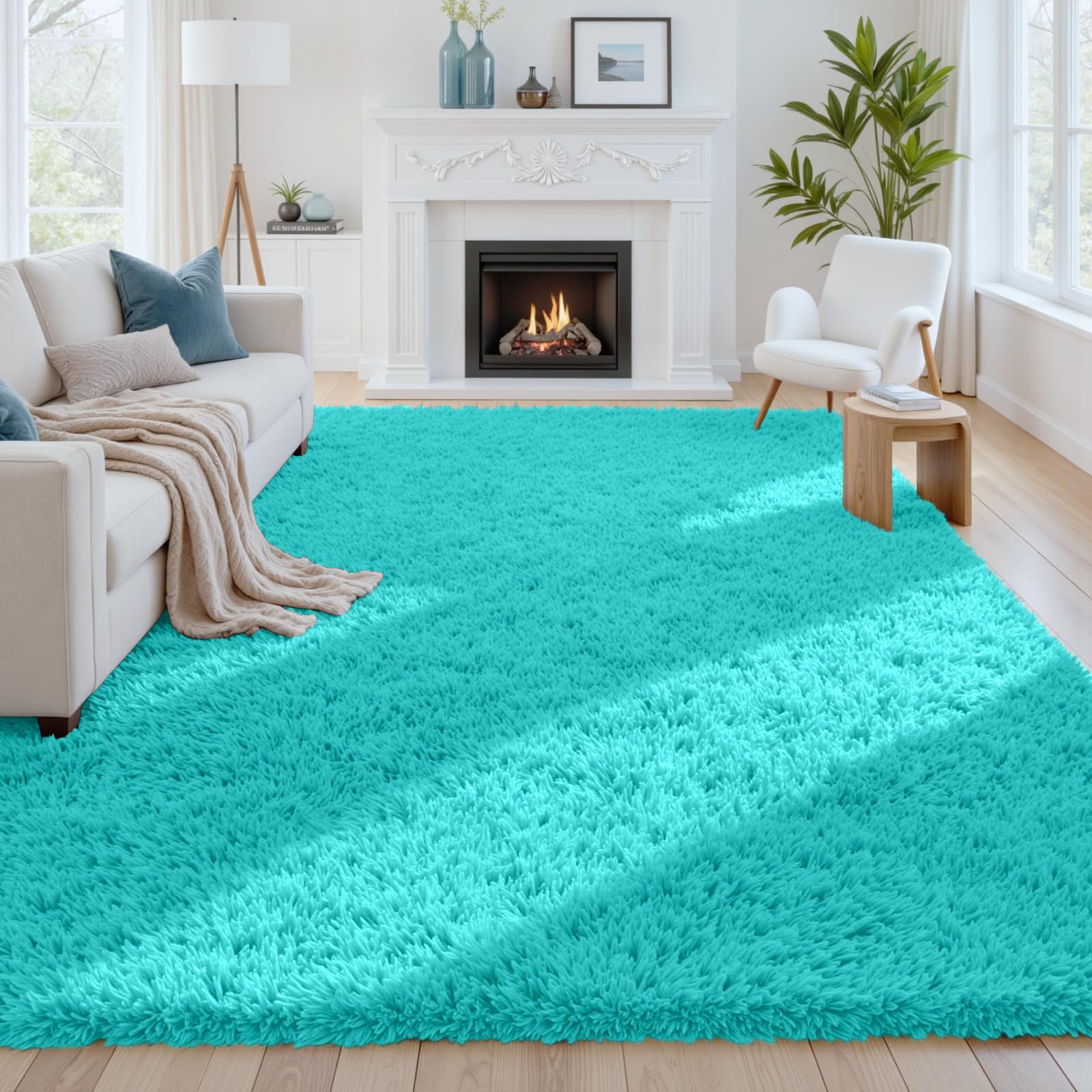 8x10 Area Rugs for Living Room: Ultra Soft Fluffy Shag Grey Rugs for Bedroom, Non-Slip Large Fuzzy Plush Rug Indoor Floor Carpet for Nursery Kids Boys Girls Room, Dorms, Playroom, Modern Home Decor