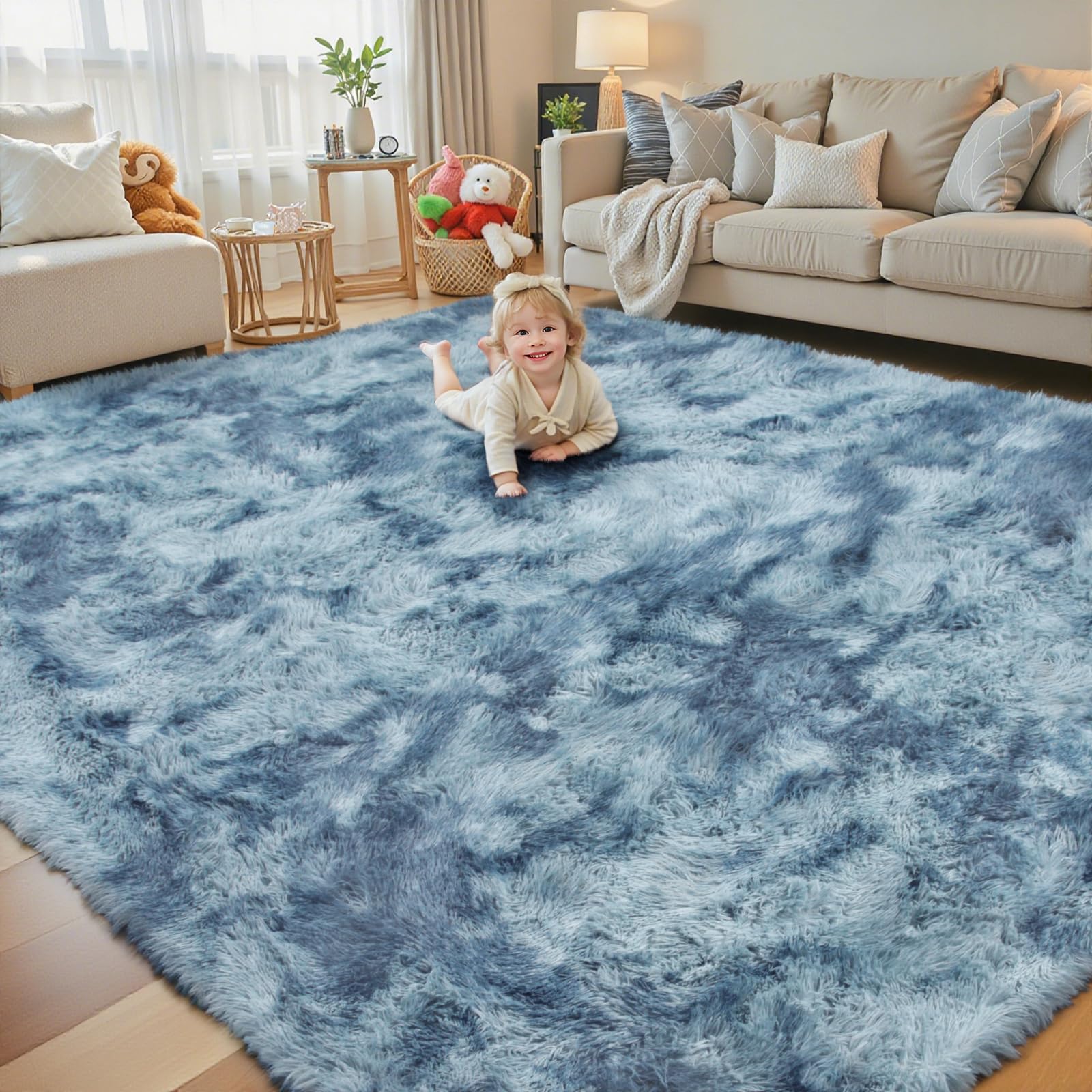8x10 Area Rugs for Living Room Bedroom Rug, Large Shaggy Soft Plush Furry Bedside Rug, Area Rugs for Home Decor (Light Grey, 8x10 Feet)