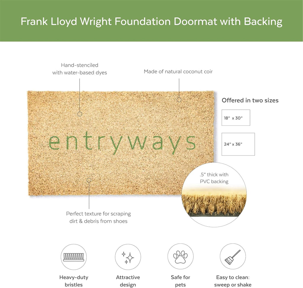 Entryways Frank Lloyd Wright Foundation Doormat - Waterlilies, 18" x 30"