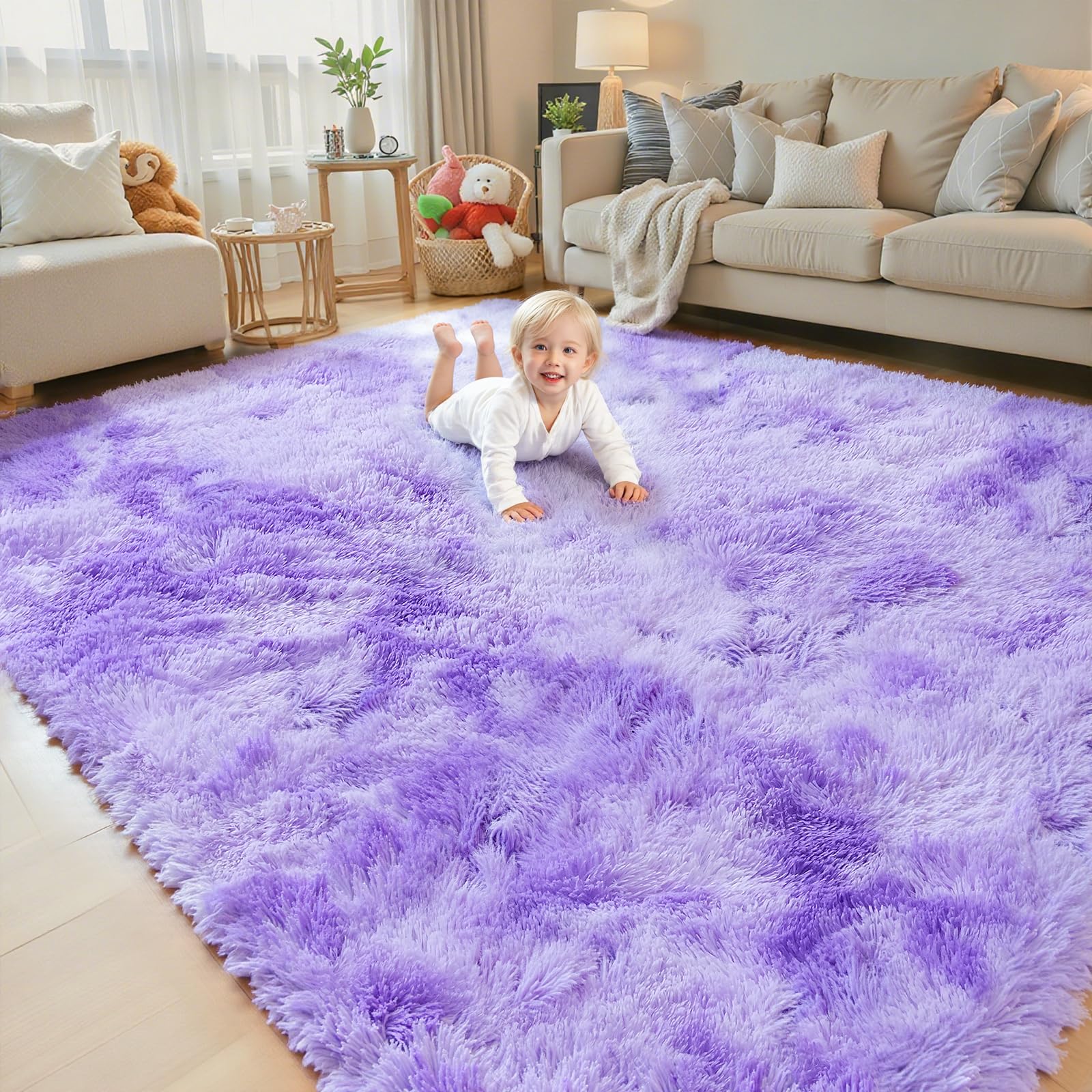 8x10 Area Rugs for Living Room Bedroom Rug, Large Shaggy Soft Plush Furry Bedside Rug, Area Rugs for Home Decor (Light Grey, 8x10 Feet)