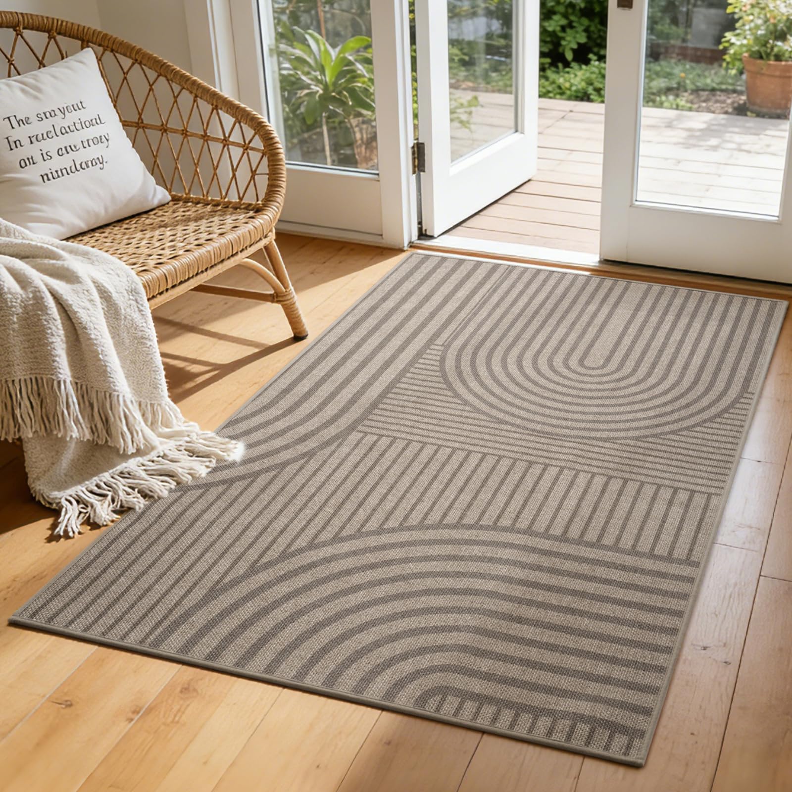 Front Door Mat 17''x30'', Absorbent Dirt Resist Washable Non Slip Low-Profile Indoor Doormat, Easy Clean Welcome Entryway Door Mats, Brown