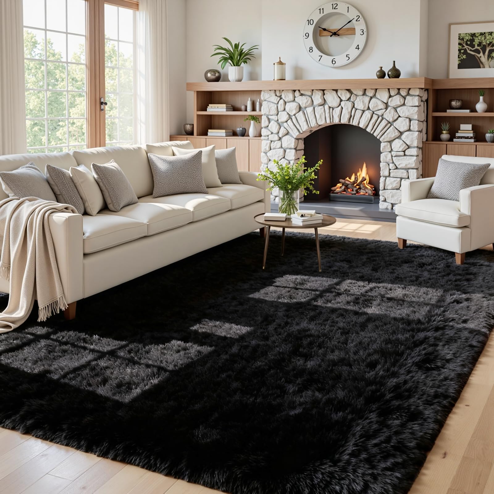 8x10 Area Rugs for Living Room: Ultra Soft Fluffy Shag Grey Rugs for Bedroom, Non-Slip Large Fuzzy Plush Rug Indoor Floor Carpet for Nursery Kids Boys Girls Room, Dorms, Playroom, Modern Home Decor