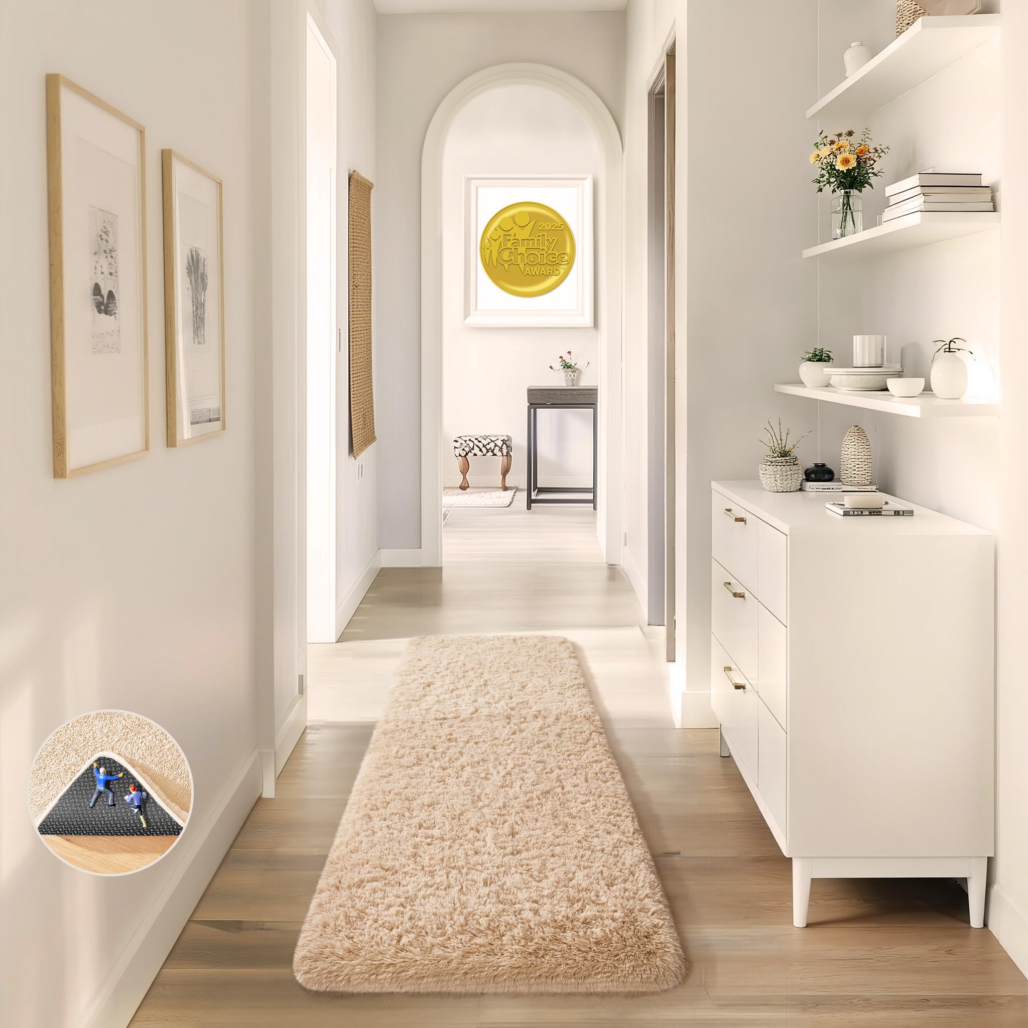 Ophanie 8x10 Area Rugs for Living Room, Upgrade Non-Slip Fluffy Soft Large Shag Bedroom Carpet, Ivory Big Indoor Thick Nursery Rug, Carpets for Boy and Girls Room Dorm Home Decor Aesthetic