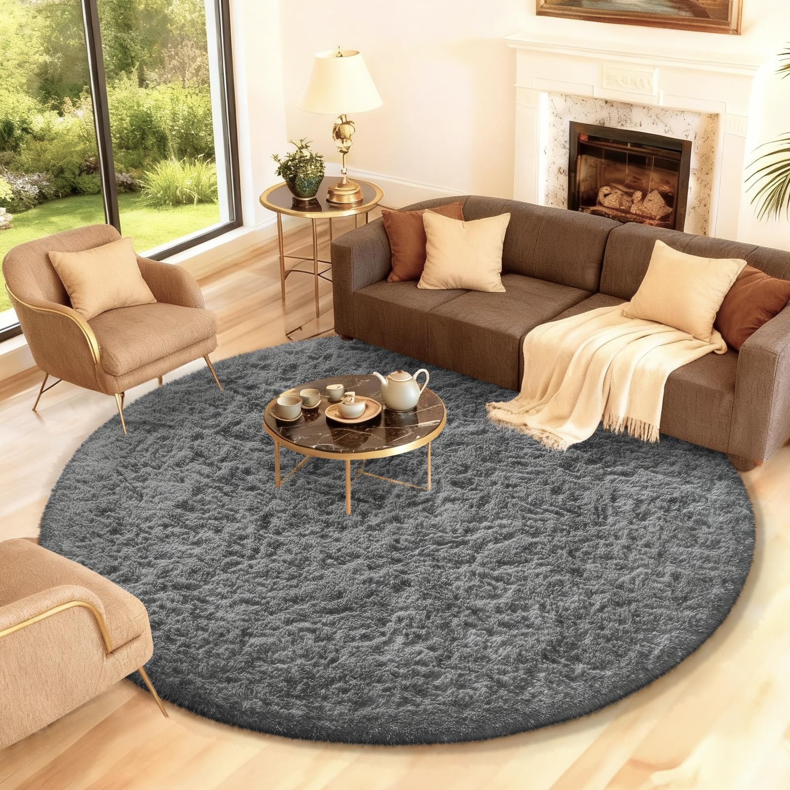 Ophanie 8x10 Area Rugs for Living Room, Upgrade Non-Slip Fluffy Soft Large Shag Bedroom Carpet, Ivory Big Indoor Thick Nursery Rug, Carpets for Boy and Girls Room Dorm Home Decor Aesthetic