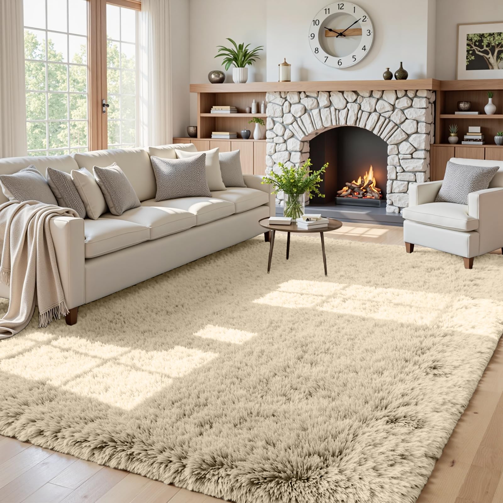 8x10 Area Rugs for Living Room: Ultra Soft Fluffy Shag Grey Rugs for Bedroom, Non-Slip Large Fuzzy Plush Rug Indoor Floor Carpet for Nursery Kids Boys Girls Room, Dorms, Playroom, Modern Home Decor