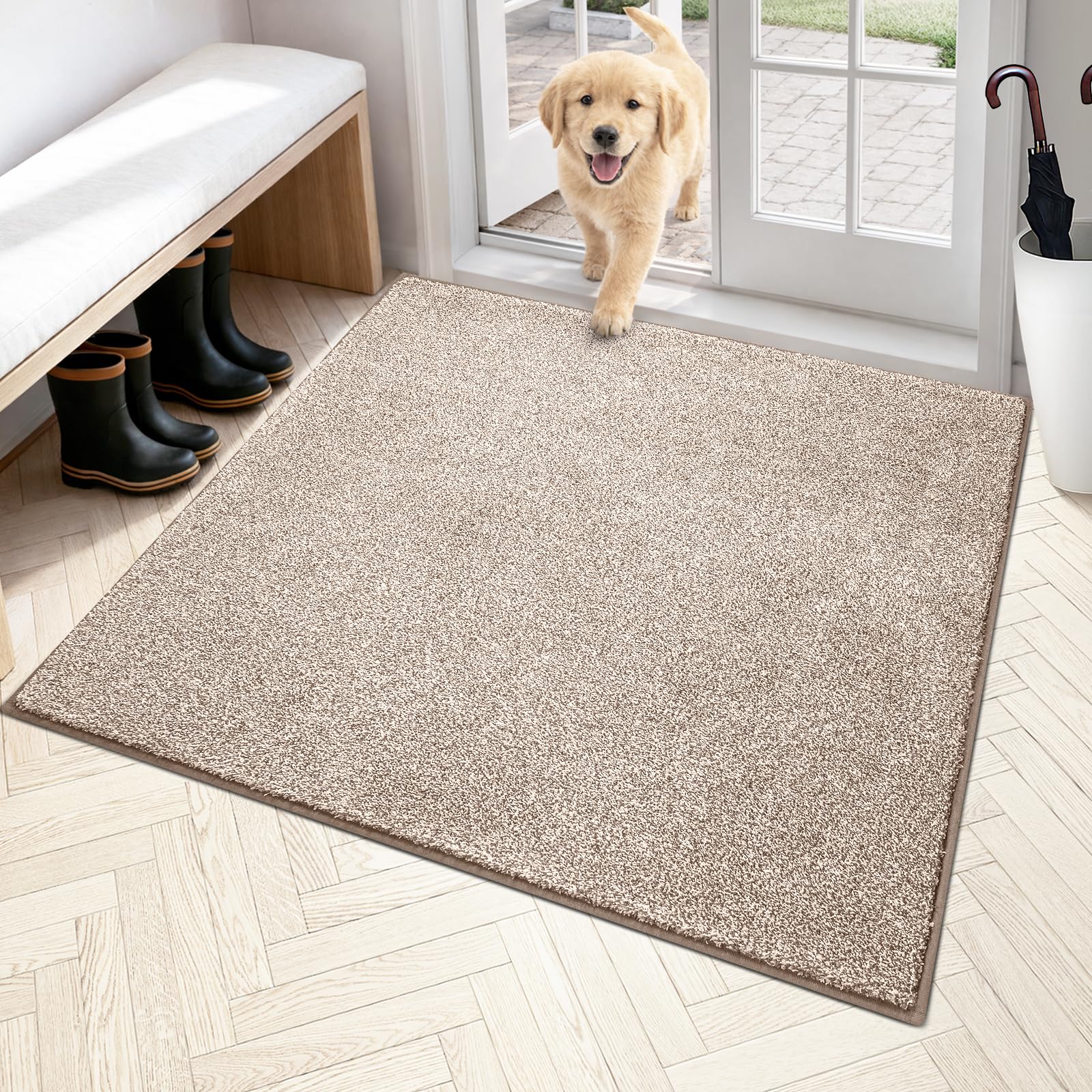 PURRUGS Dirt Trapping Door Mat 24" x 35.5", Non-Slip Machine Washable Entryway Rug, Dog Doormat, Indoor Front Door Mat, Super Absorbent Entry Rug for Muddy Shoes & Paws, Charcoal