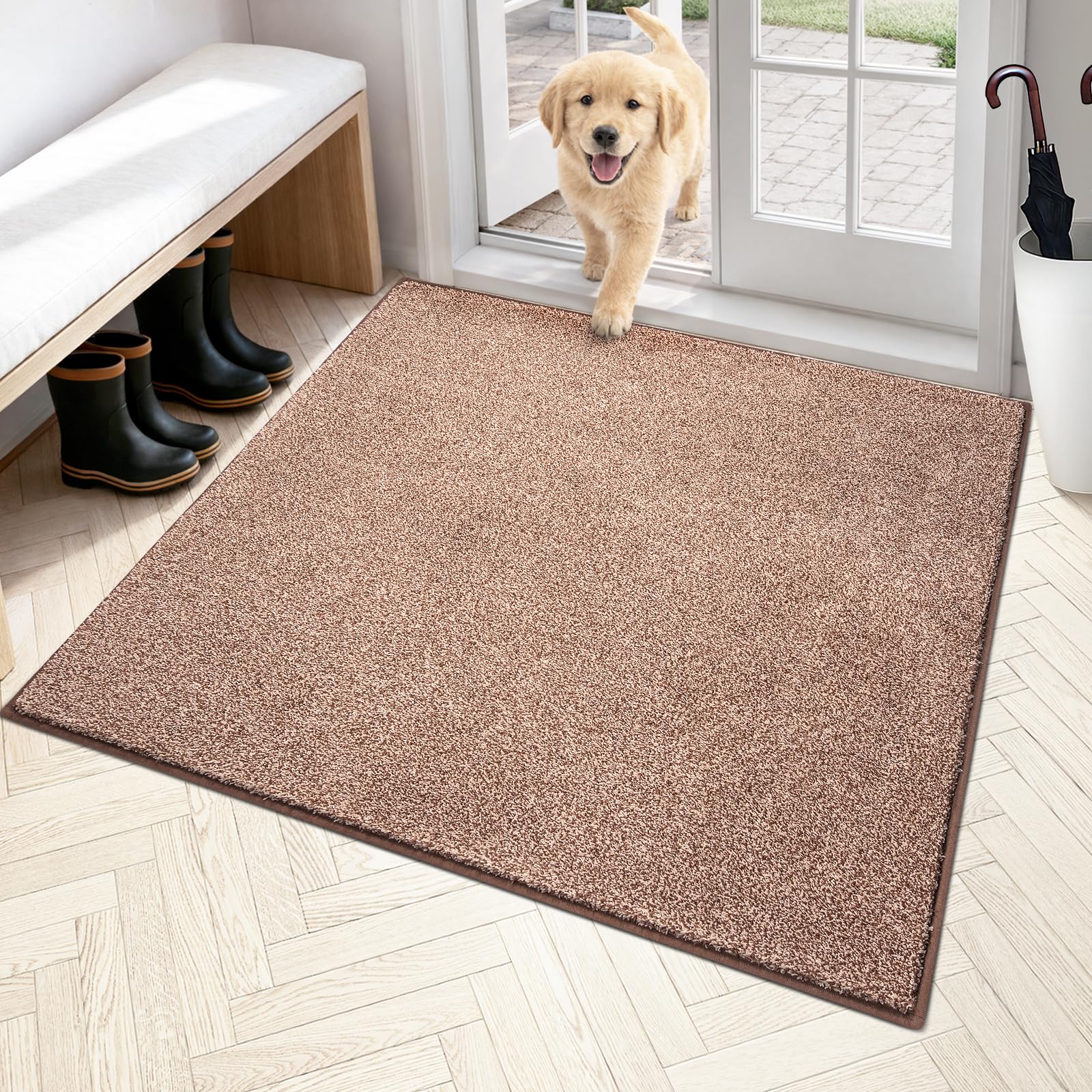 PURRUGS Dirt Trapping Door Mat 24" x 35.5", Non-Slip Machine Washable Entryway Rug, Dog Doormat, Indoor Front Door Mat, Super Absorbent Entry Rug for Muddy Shoes & Paws, Charcoal