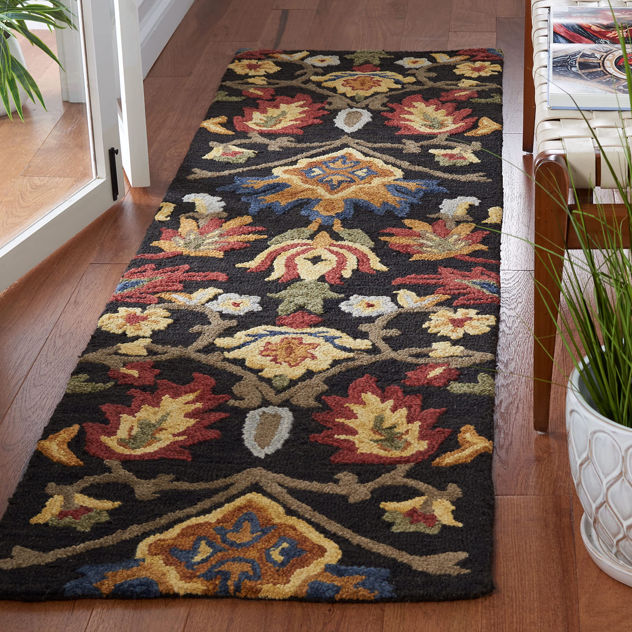 SAFAVIEH Area Rug 8x10 - Blossom Collection - Large - Green & Multi, Handmade Wool, Ideal for Living Room, Bedroom, Office, Dining Space (BLM402B)