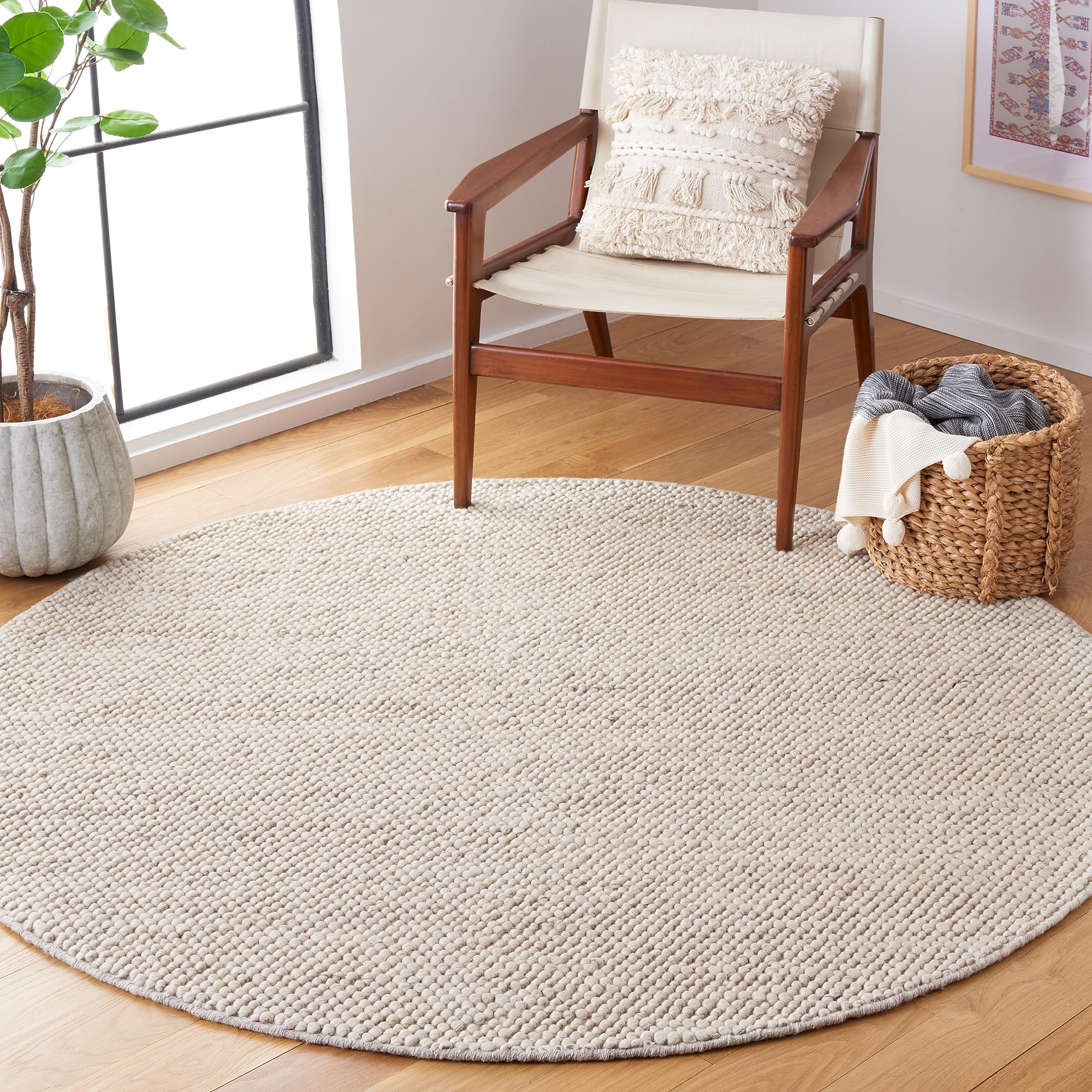 SAFAVIEH Area Rug 5x8 - Natura Collection - Beige & Ivory, Handmade Wool Blend, Textured Design, Ideal for Living Room, Bedroom, Dining Space (NAT425B)