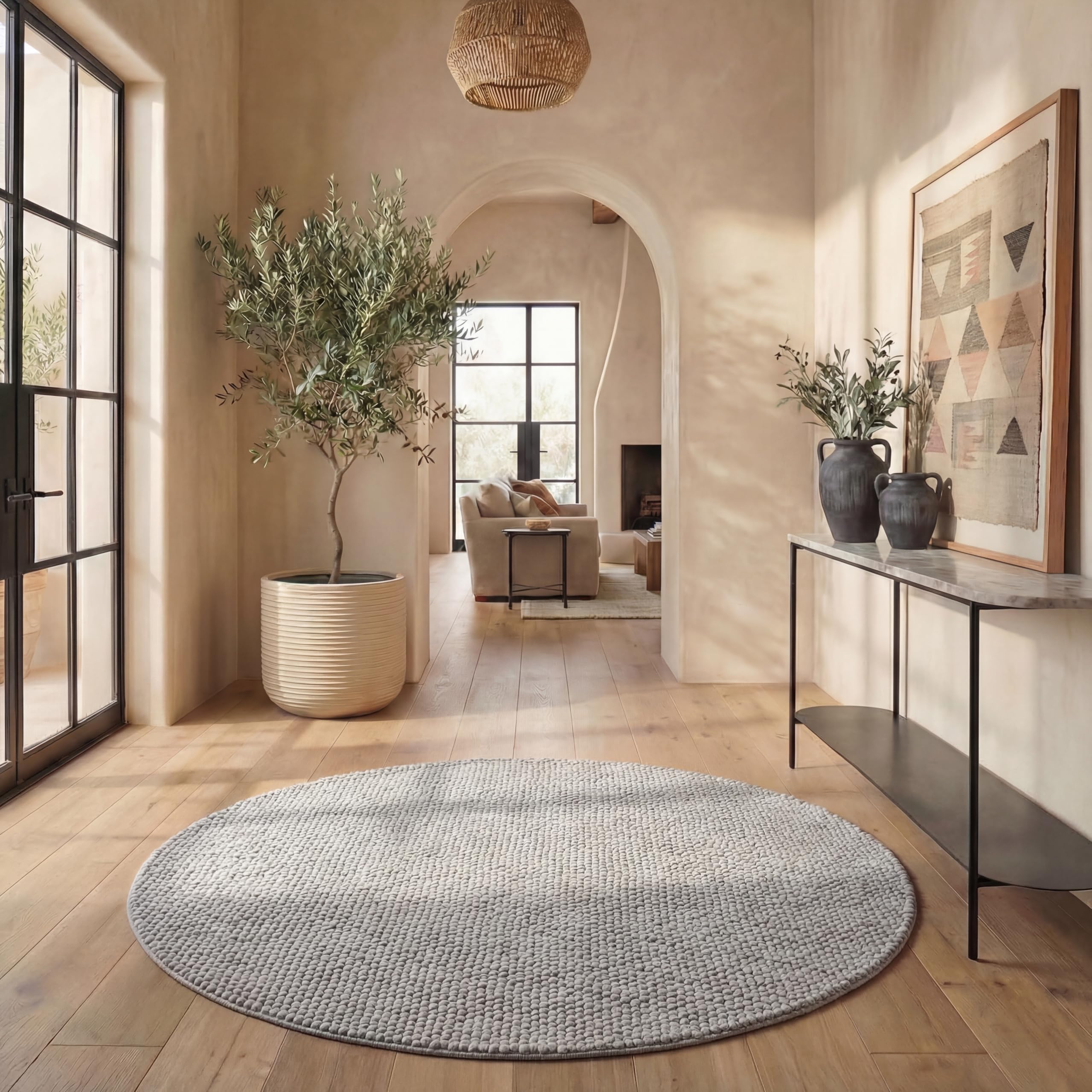 SAFAVIEH Area Rug 8x10 - Natura Collection - Large - Ivory, Handmade Wool Blend, Textured Design, Ideal for Living Room, Bedroom, Dining Space (NAT620A)