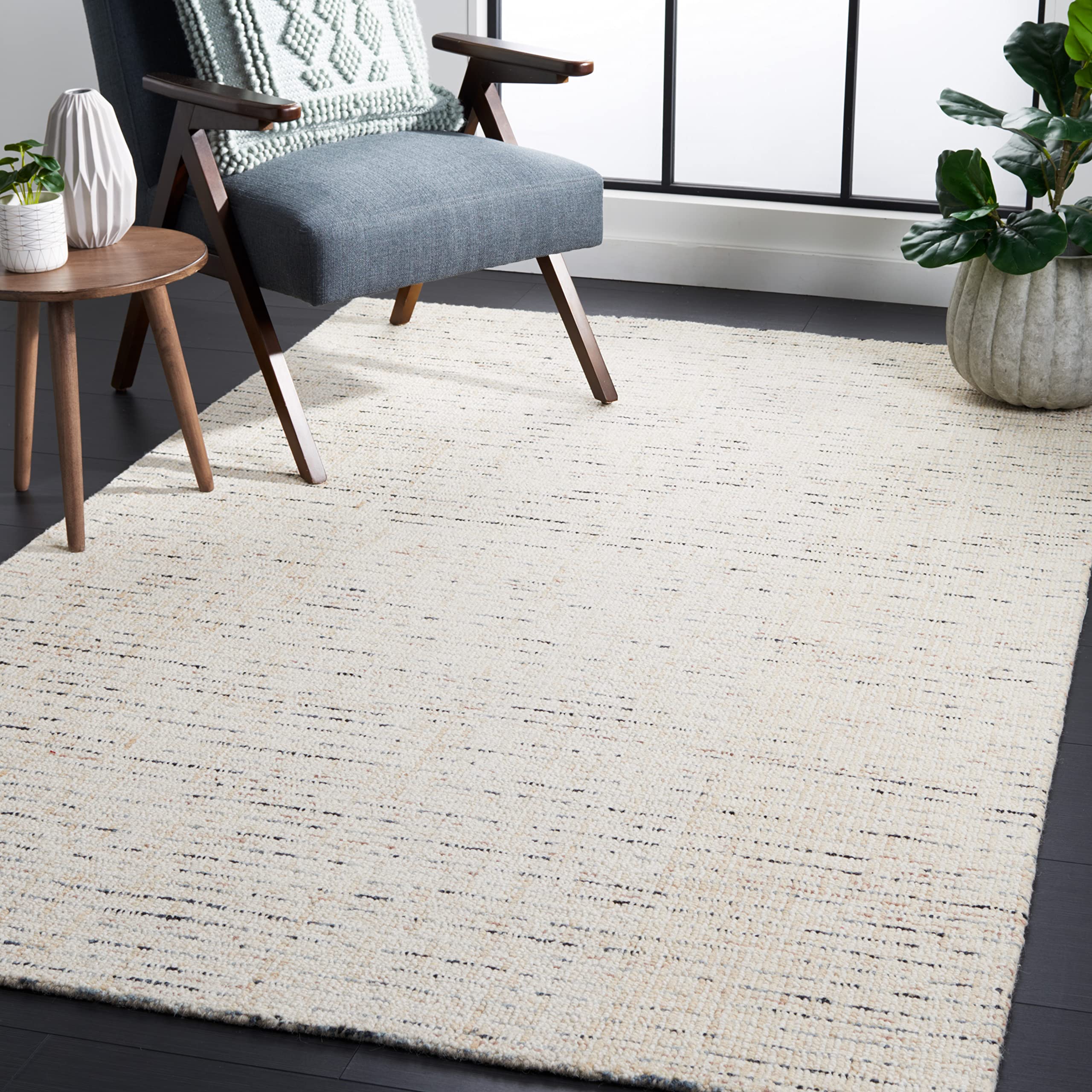 SAFAVIEH Area Rug 8x10 - Abstract Collection - Large - Ivory & Grey, Handmade Wool, Ideal for Living Room, Bedroom, Office, Dining Space (ABT468G)