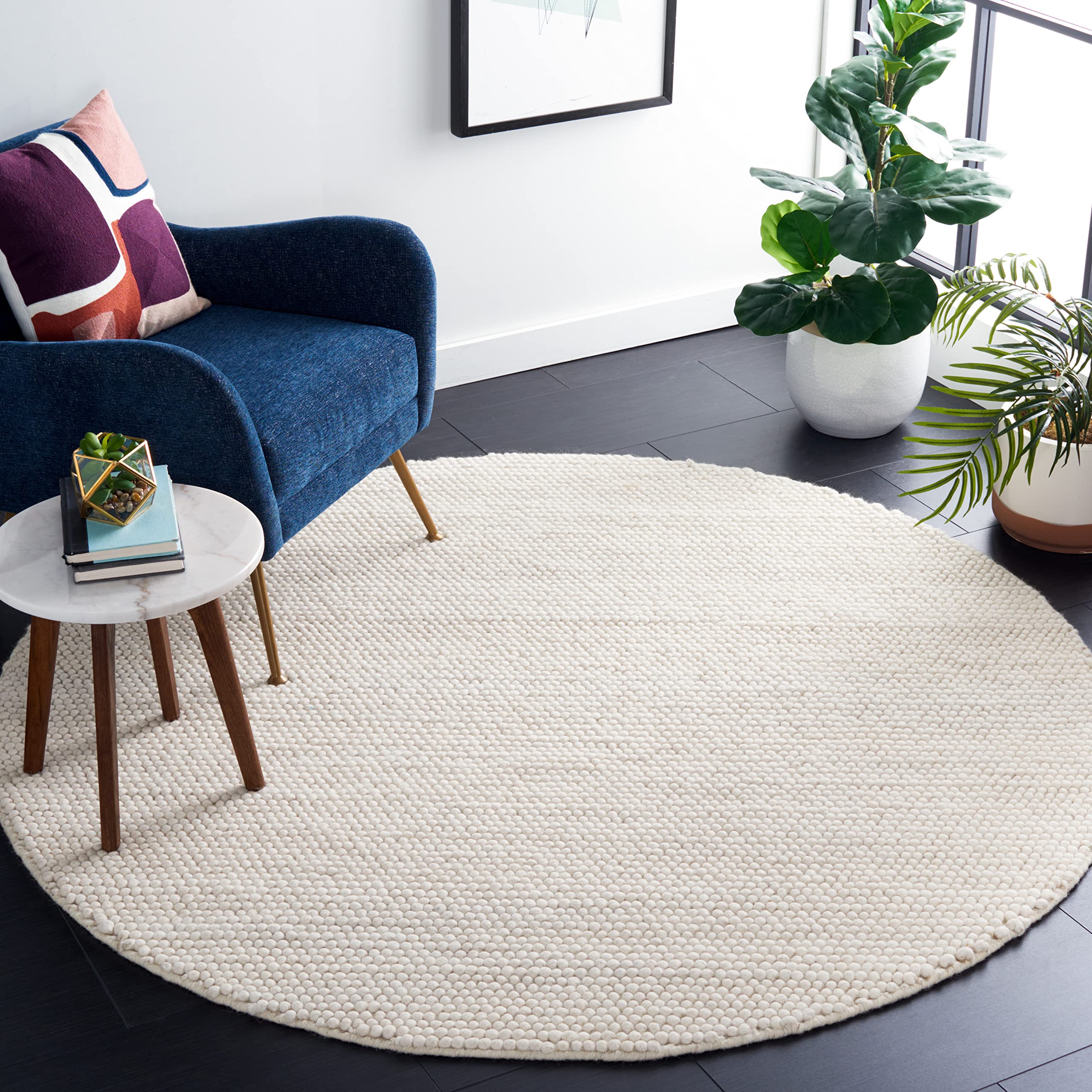 SAFAVIEH Area Rug 8x10 - Natura Collection - Large - Ivory, Handmade Wool Blend, Textured Design, Ideal for Living Room, Bedroom, Dining Space (NAT620A)